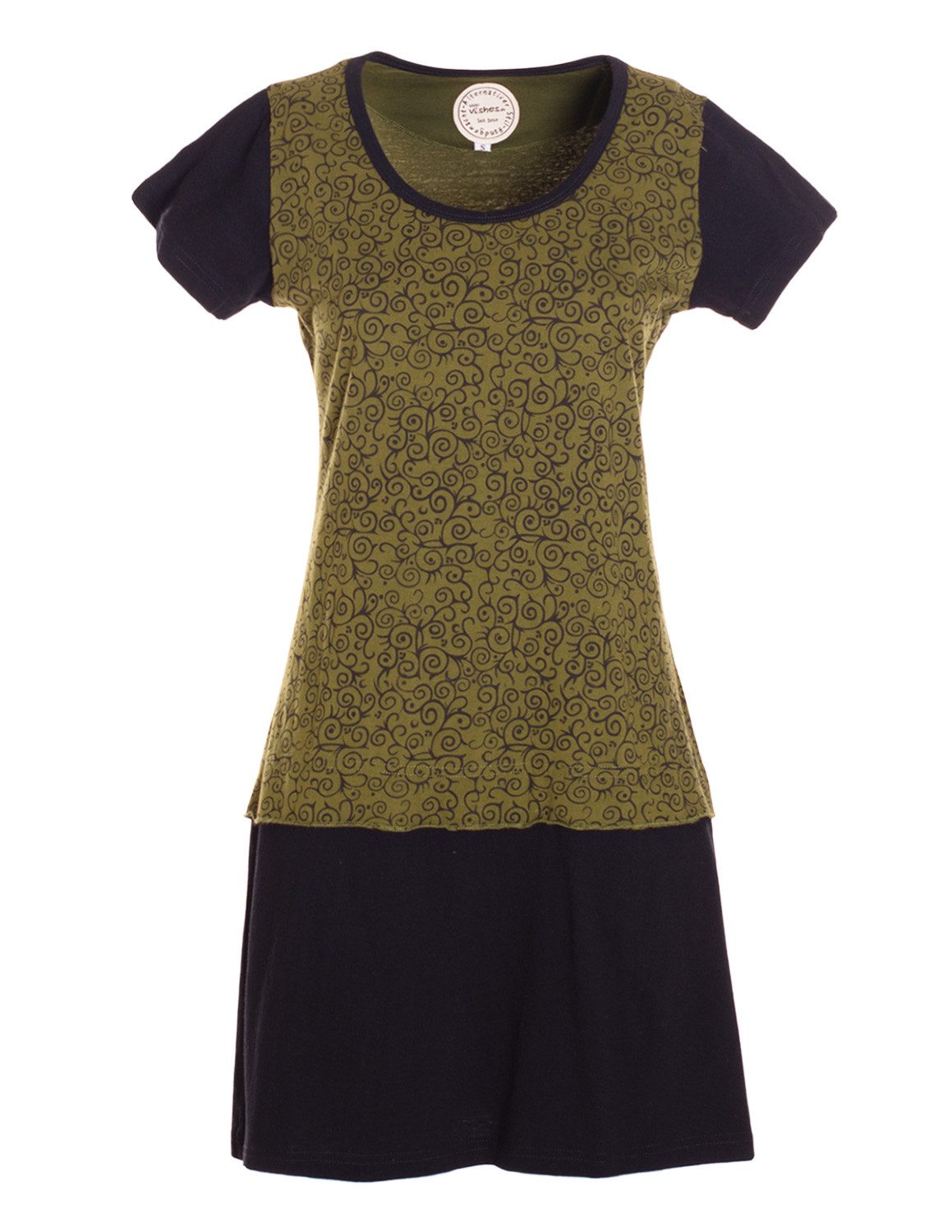 Jerseykleid Sommerkleid Damen Kurzarm Bedruckt Jersey Baumwolle A-Linie