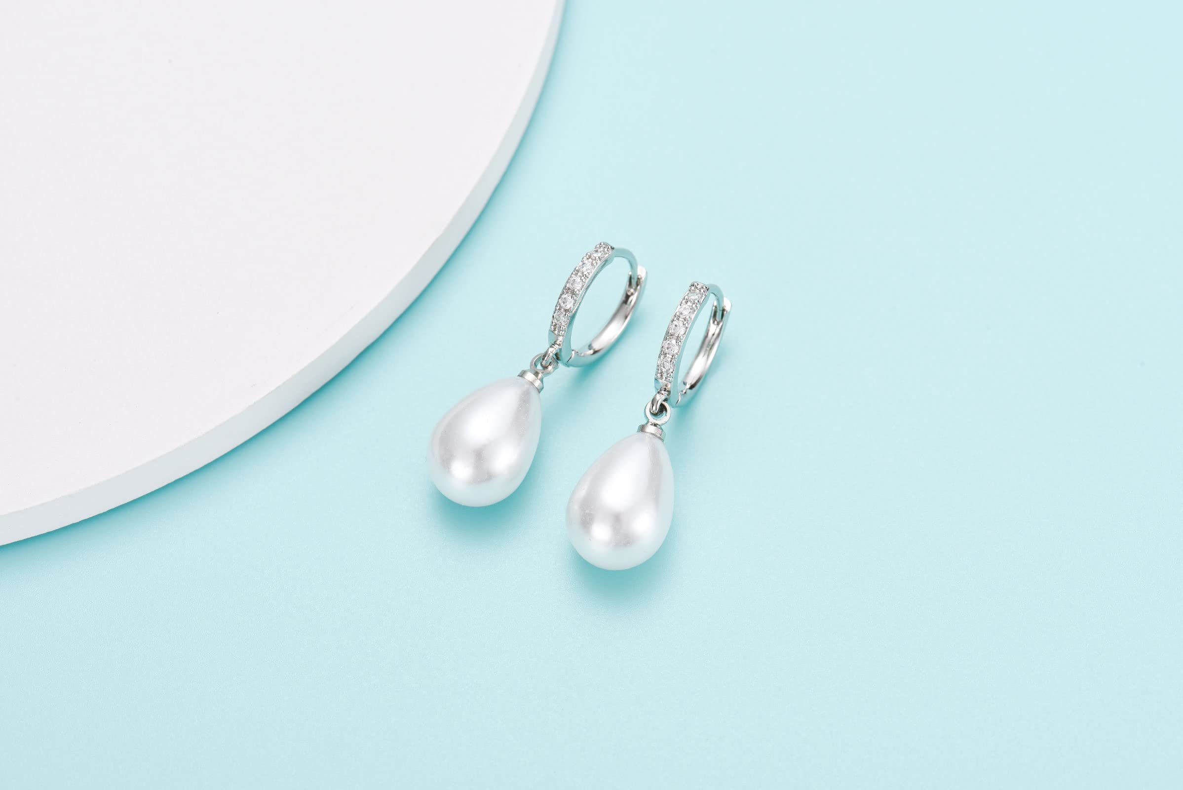 Perlenohrringe Frauen Sterling Vergoldet für POCHUMIDUU Damen Perlen Creolen Silber Perlenohrringe Mädchen Ohrringe 925 (1-tlg),