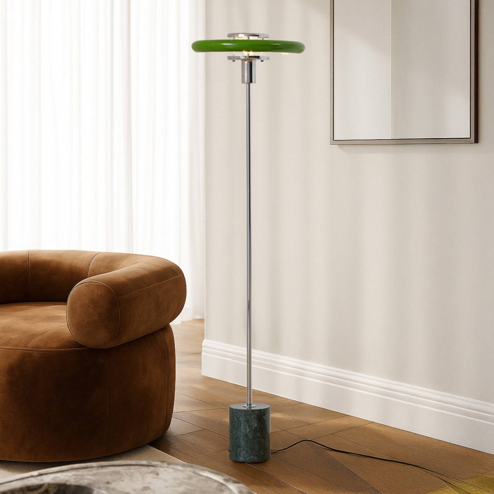 Lindby Stehlampe Branford, Metall, Grün IP20, 1 x 15 W LED günstig online kaufen