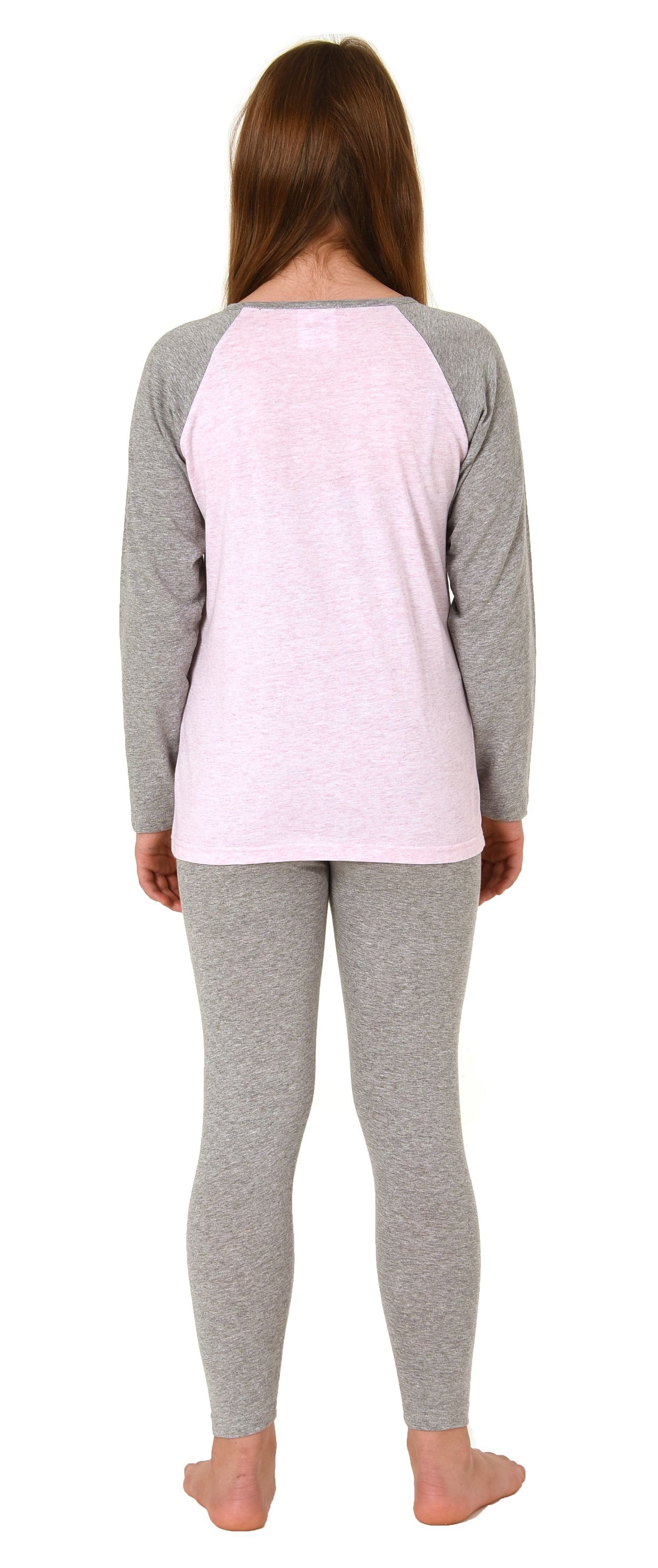 rosa Normann Pferde-Motiv Pyjama Schlafanzug mit Mädchen langarm, süßem Pyjama