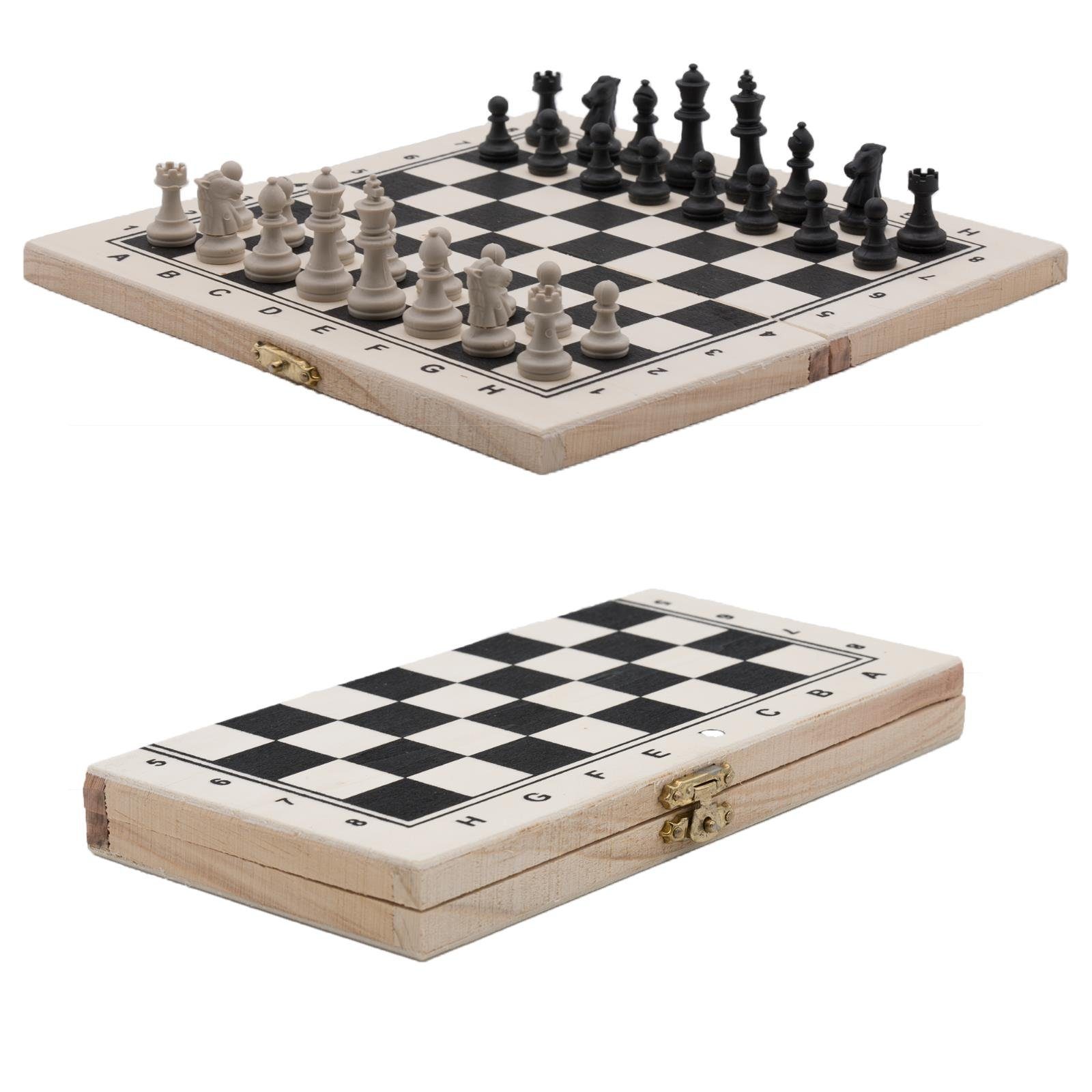 Schachspiel Schach Holz Reiseschach Backgammon Spielbrett 29x29CM 