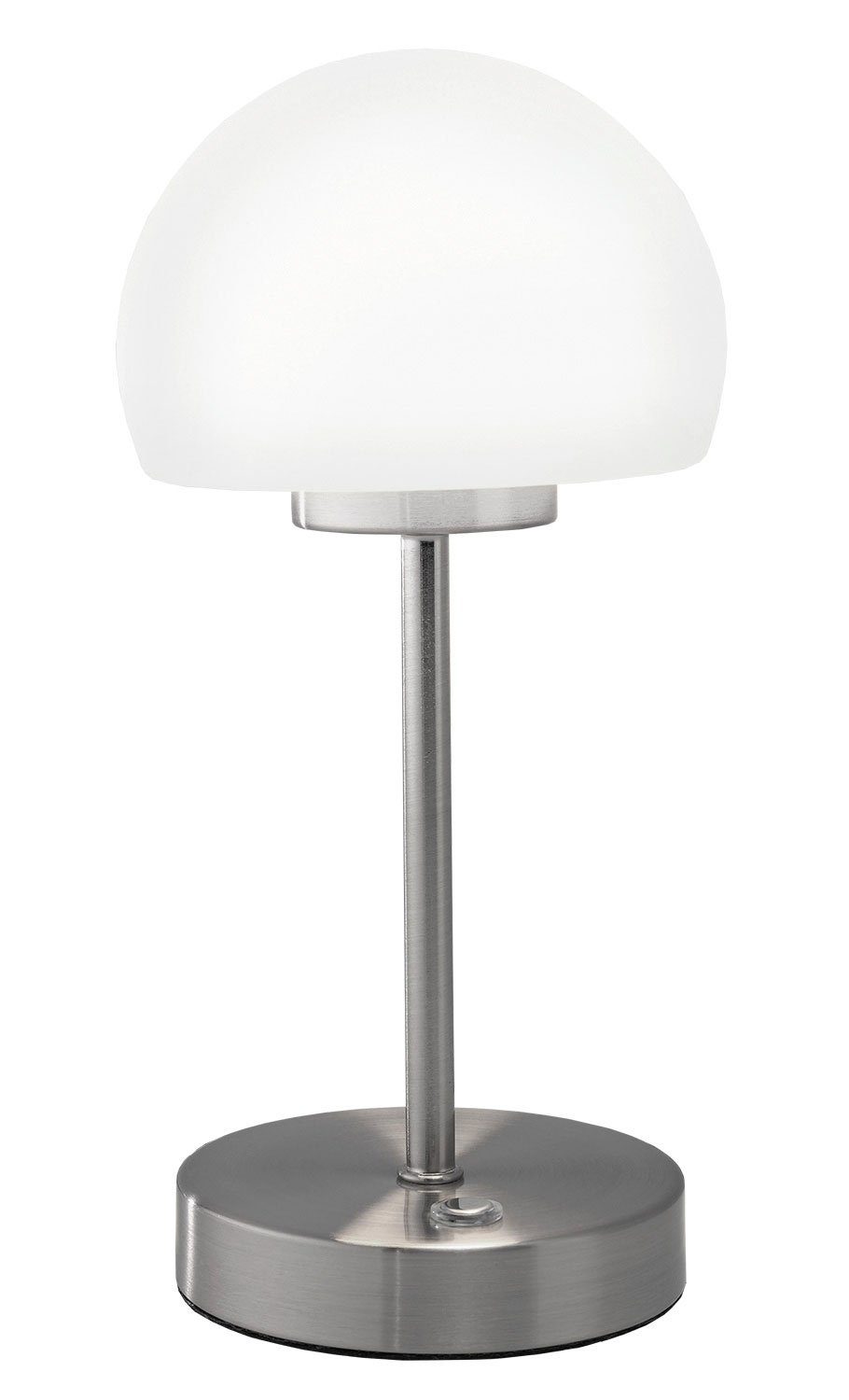 casa NOVA LED Tischleuchte Tischlampe CORBY, 1-flammig, H 29 cm, Silbergrau, Dimmfunktion, LED fest integriert, Warmweiß, Weiß, Metall, Lampenschirm aus Glas, Touchsensor