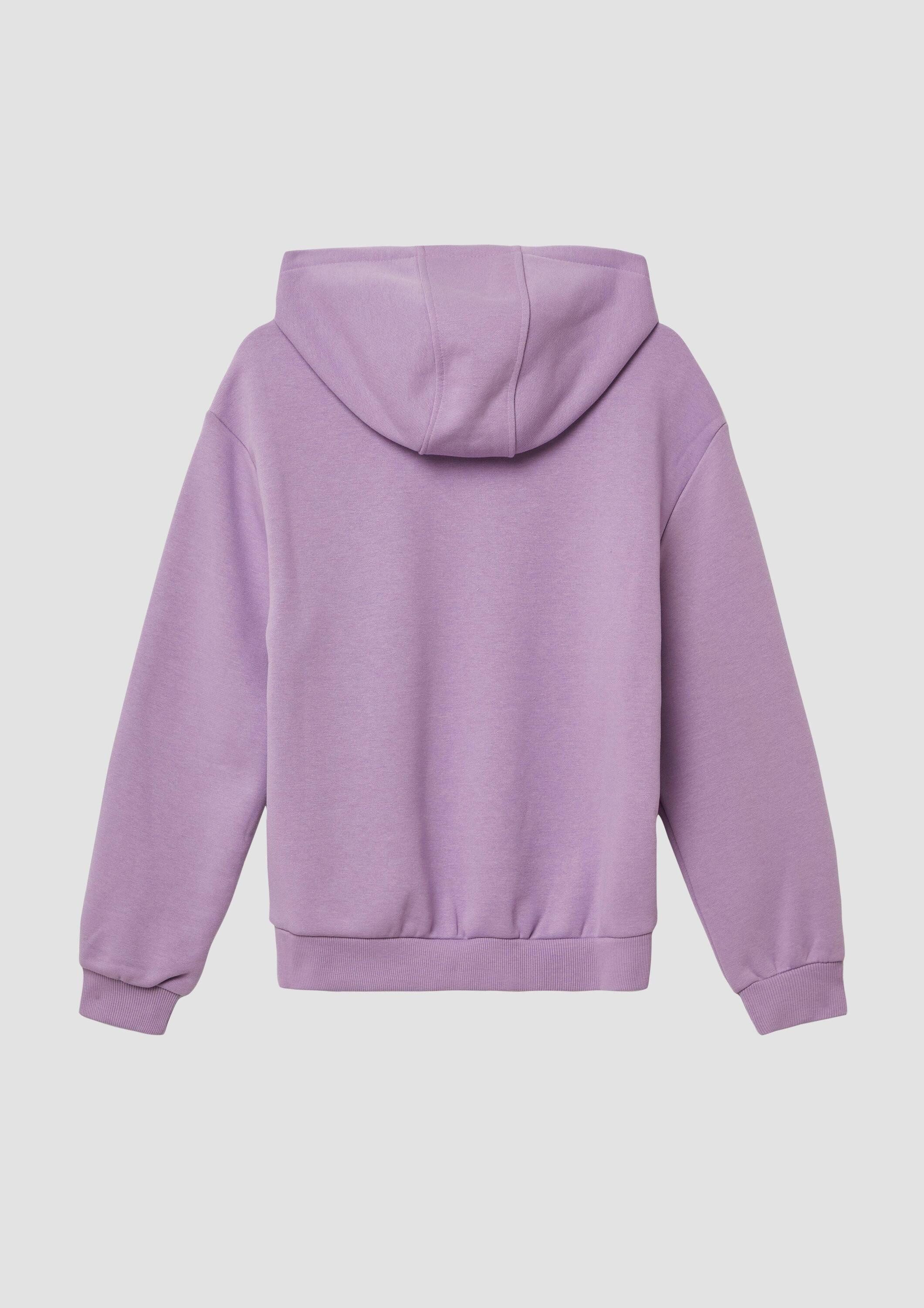 s.Oliver Sweatshirt Sweatshirt Kapuzen-Sweatshirt mit Frontprint und kuscheliger Innenseite