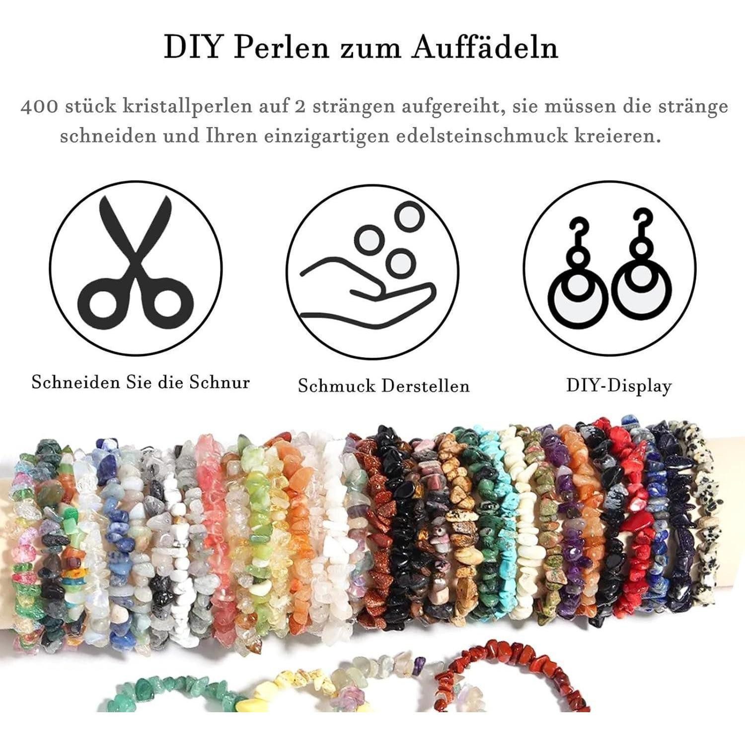 LuxusKollektion Bastelperlen 7 Chakra Kristall Perlen Set - Natürliche Edelsteine Crafting Kit