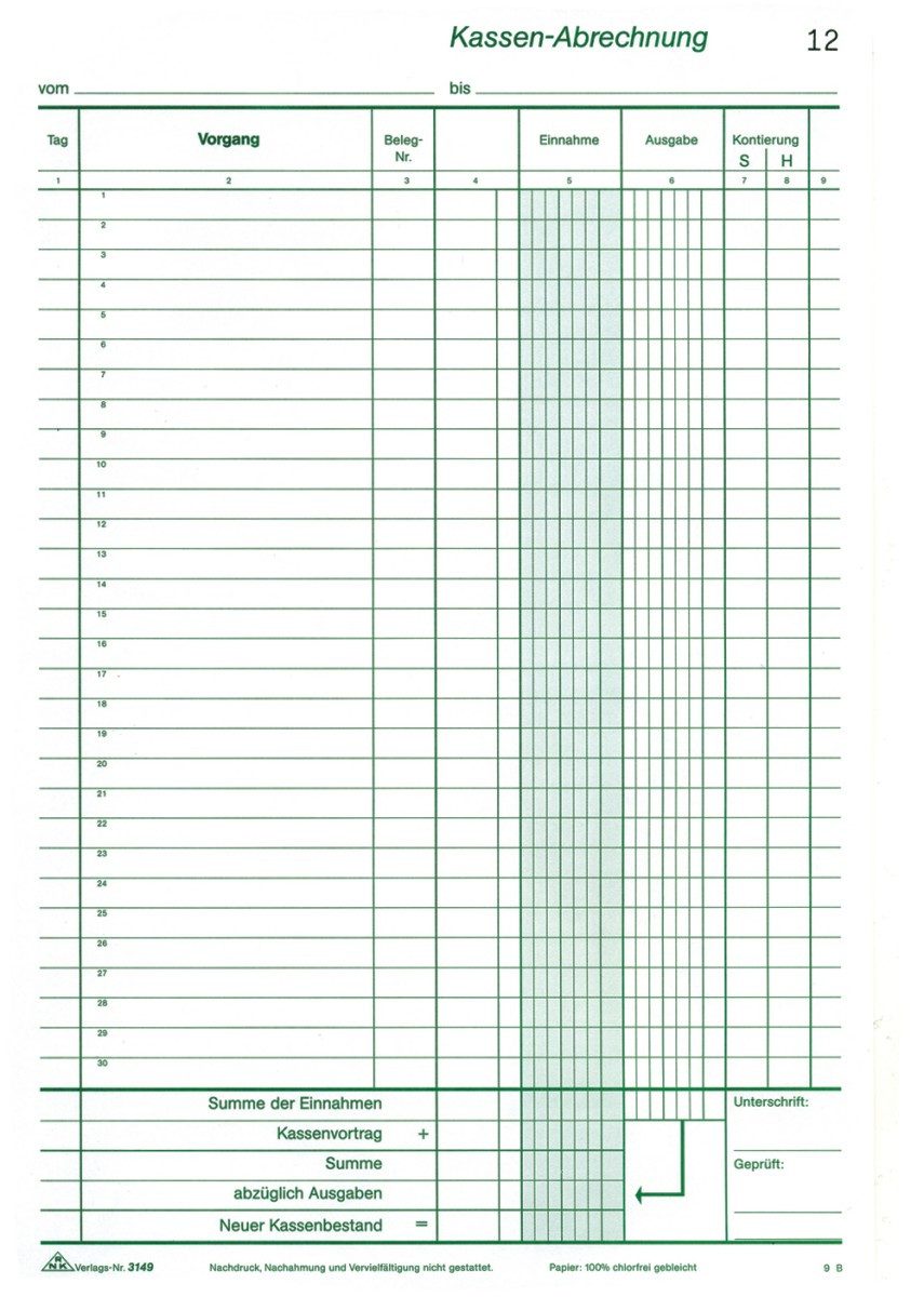 Formularblock Formularbuch Kassenbuch A4 2x50 Blatt nummeriert