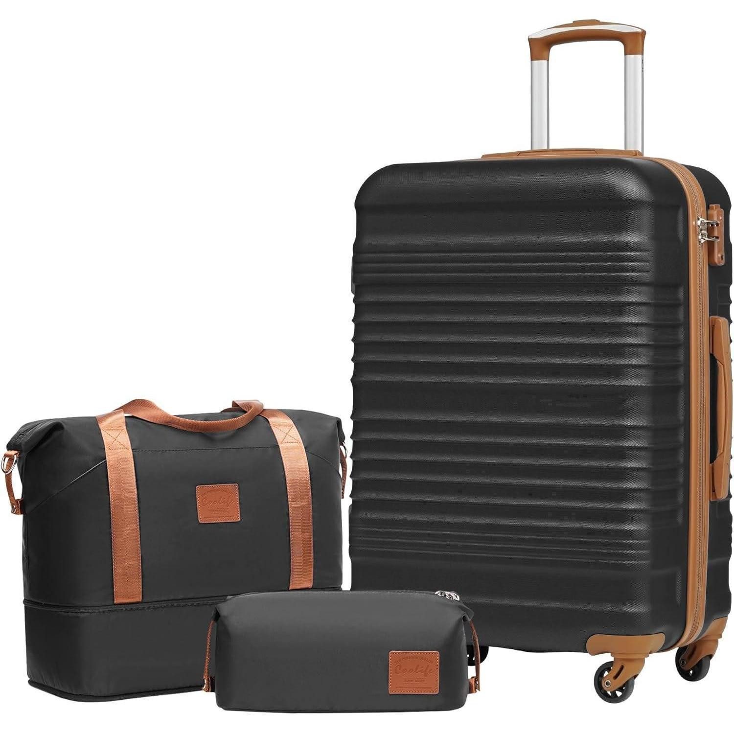 LuxusKollektion Kofferset Koffer-Set ABS Hartschale Reisekoffer 4 Rollen TSA-Schloss Mittlerer