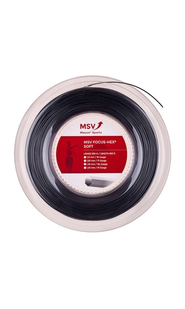 Tennissaite Focus Hex Soft (Haltbarkeit+Touch) schwarz 200m Rolle