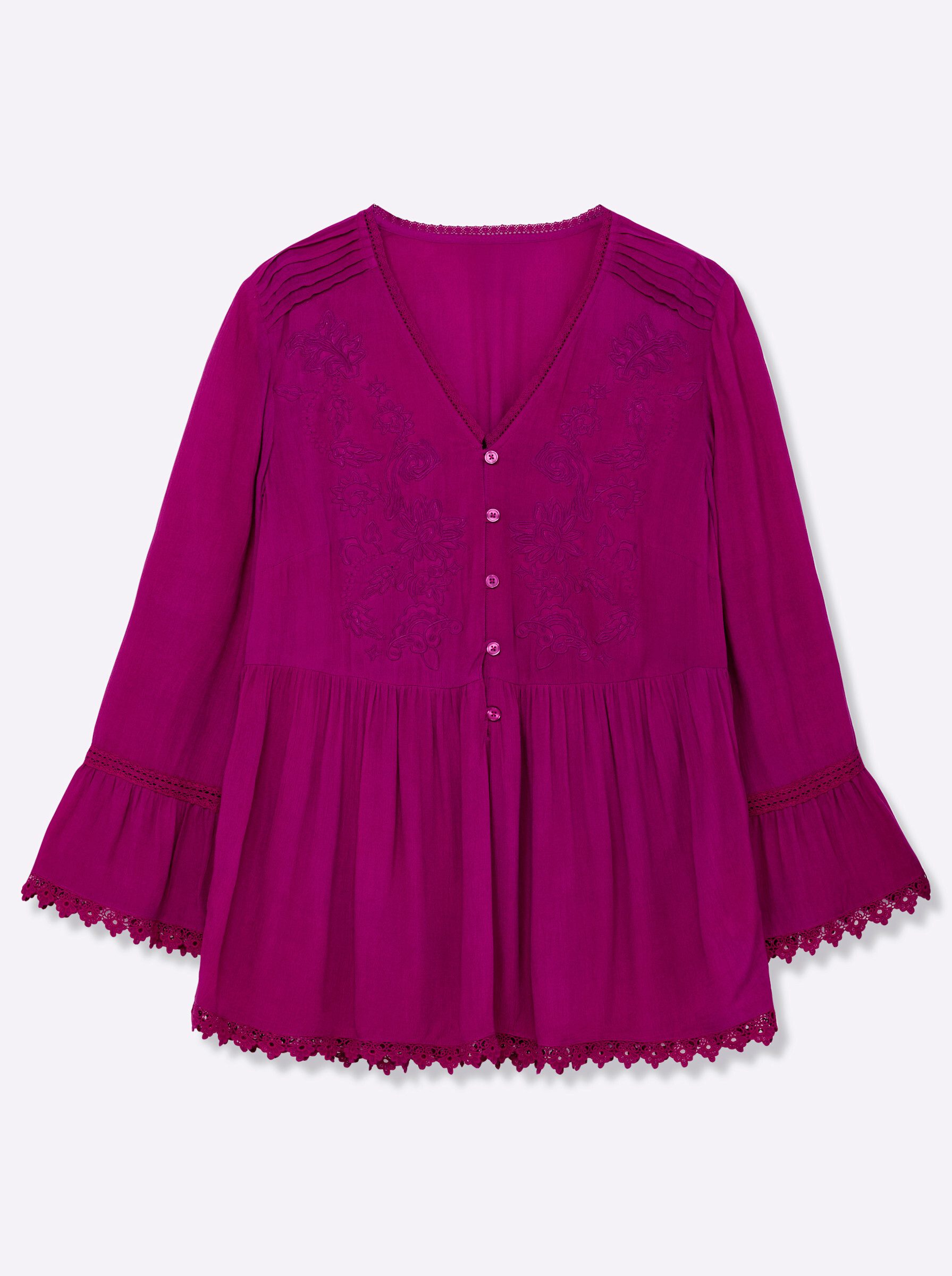 Klassische Bluse Tunika Langarm