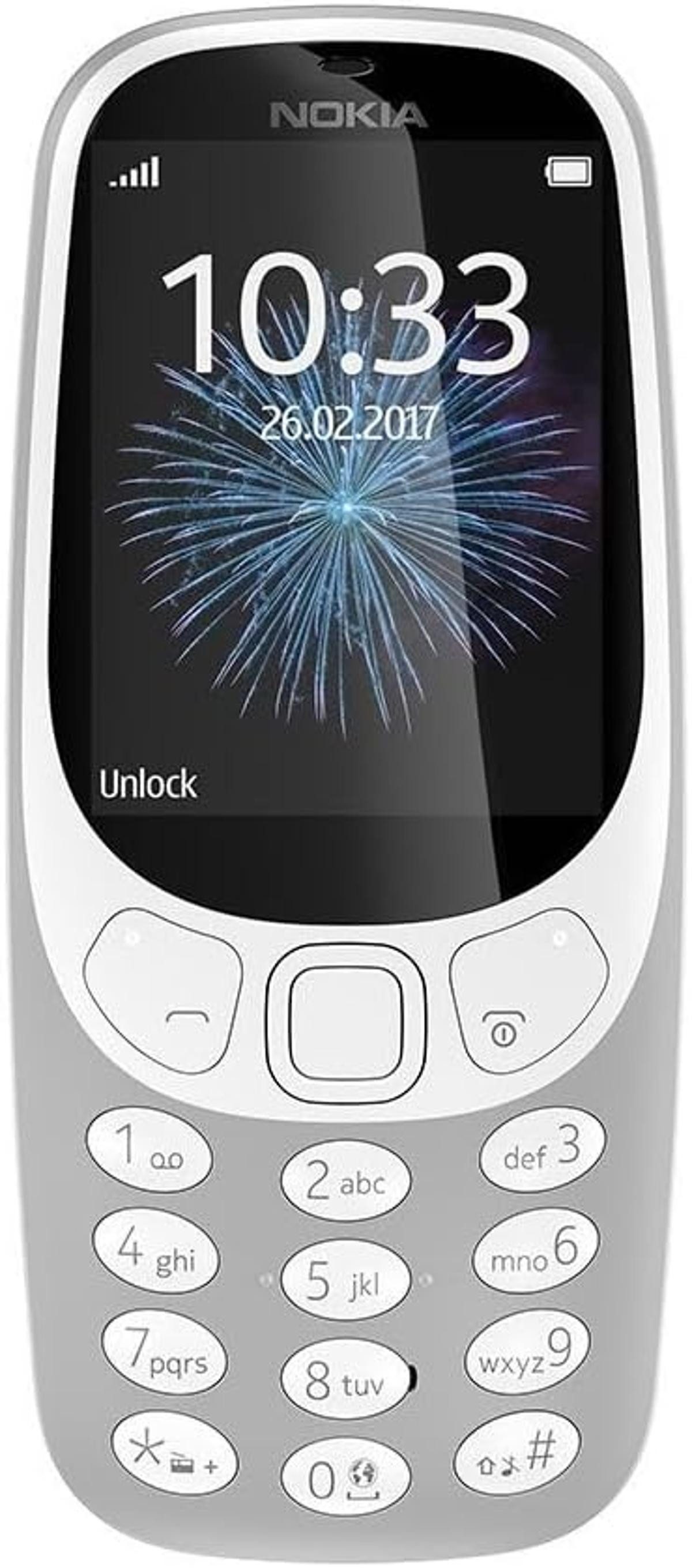 Nokia Nokia 3310 2G Unlocked Mobiltelefon 2,4 Zoll Farbdisplay Dual Sim grey Handy