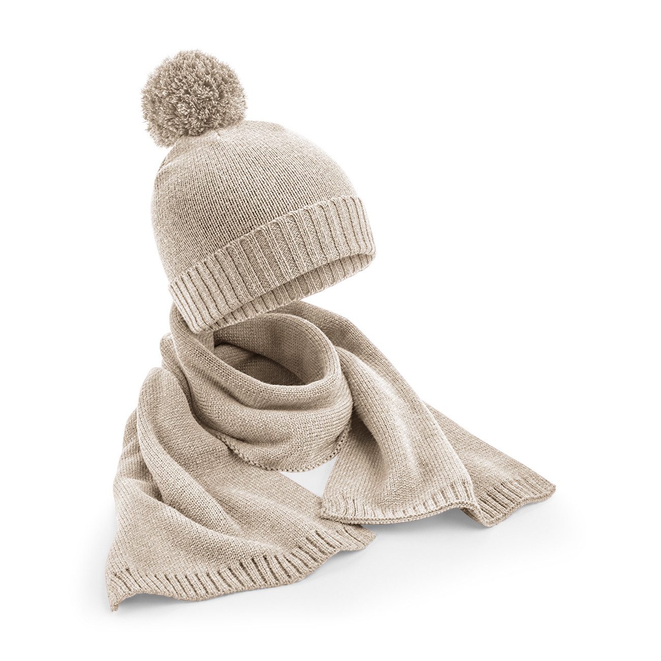 Beechfield® Mütze & Schal Set Bommelmütze günstig online kaufen