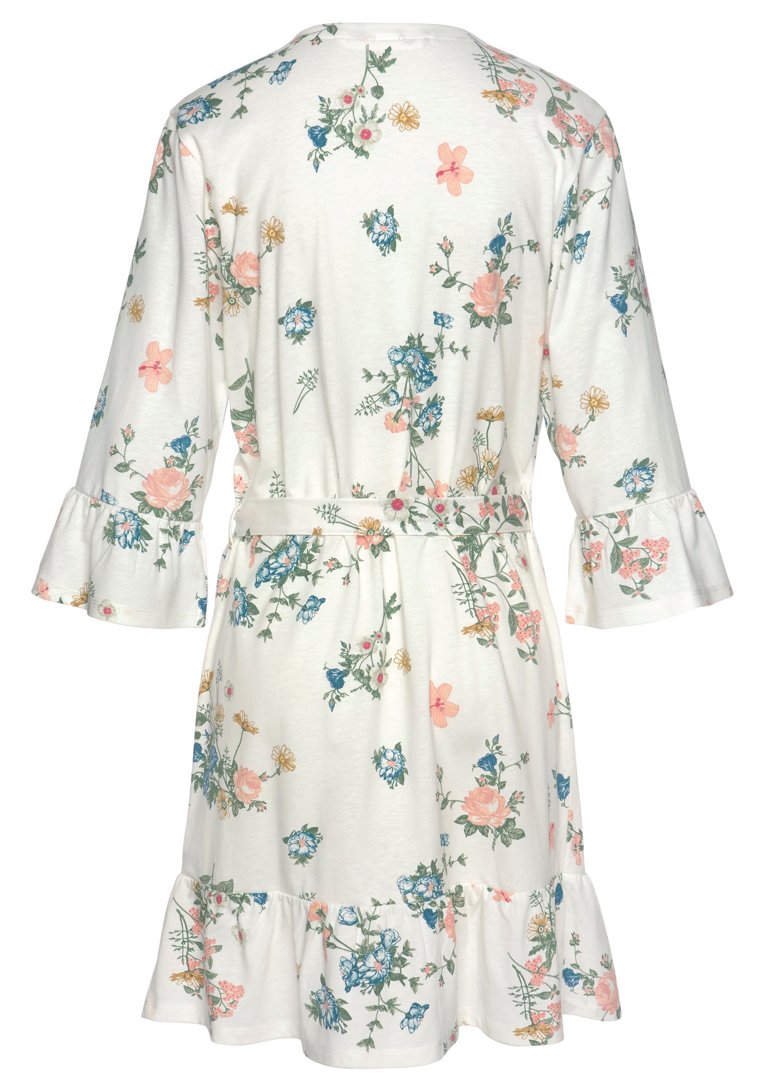 Vivance Dreams Kimono, Kurzform, Baumwoll-Mix, Kimono-Kragen, Gürtel, mit Volants