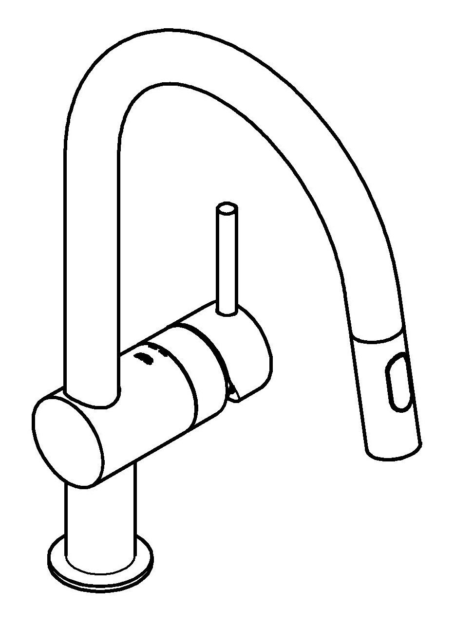 Grohe Küchenarmatur Minta Einhand-Spültischbatterie mit ausziehbarer Brause C-Auslauf