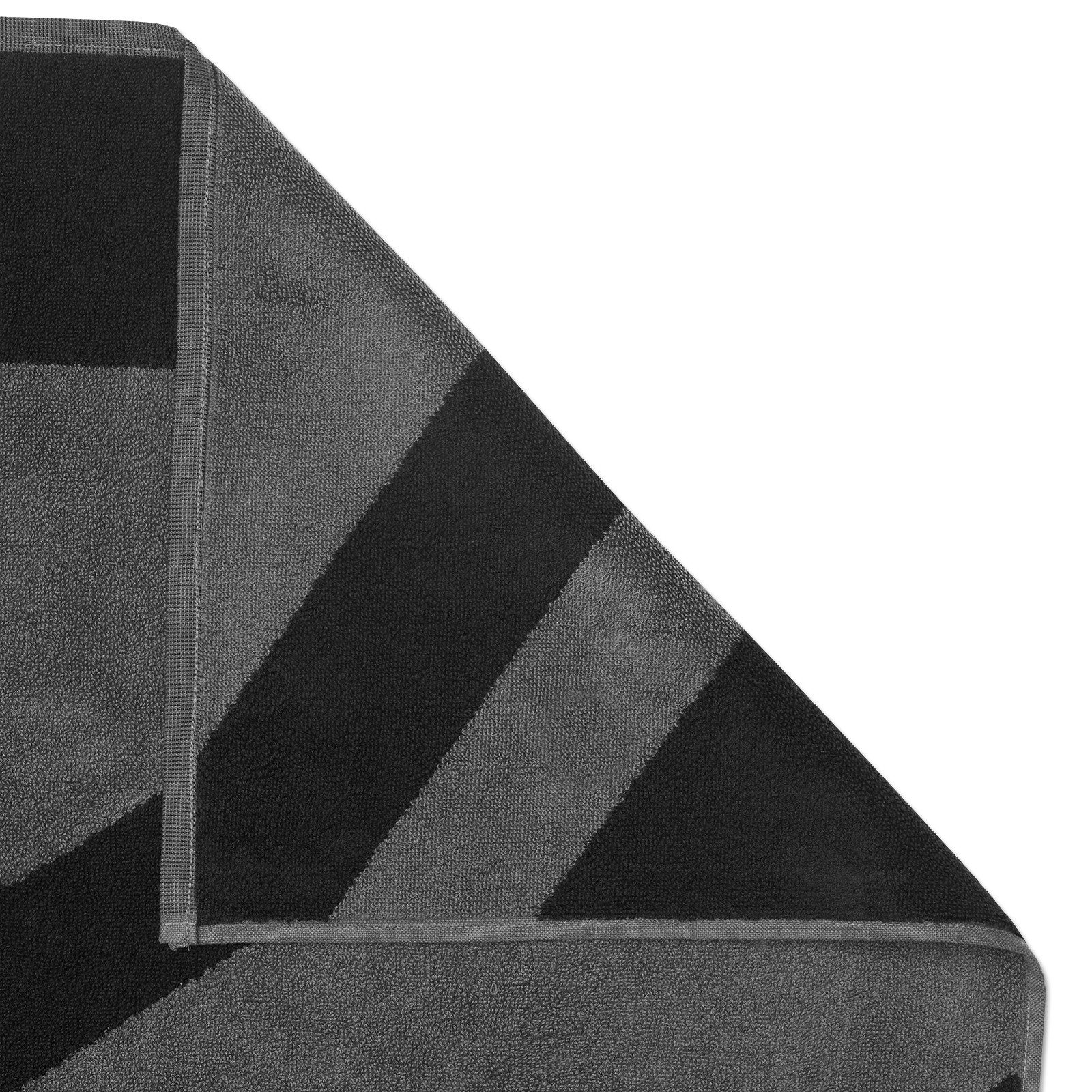 BVB Handtuch BVB Duschtuch grau/schwarz 70x140 cm, Baumwolle (Packung, 1-St)