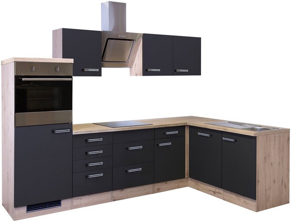 Flex-Well Küchenzeile Antigua, mit E-Geräten, Gesamtbreite 280 x 170 cm