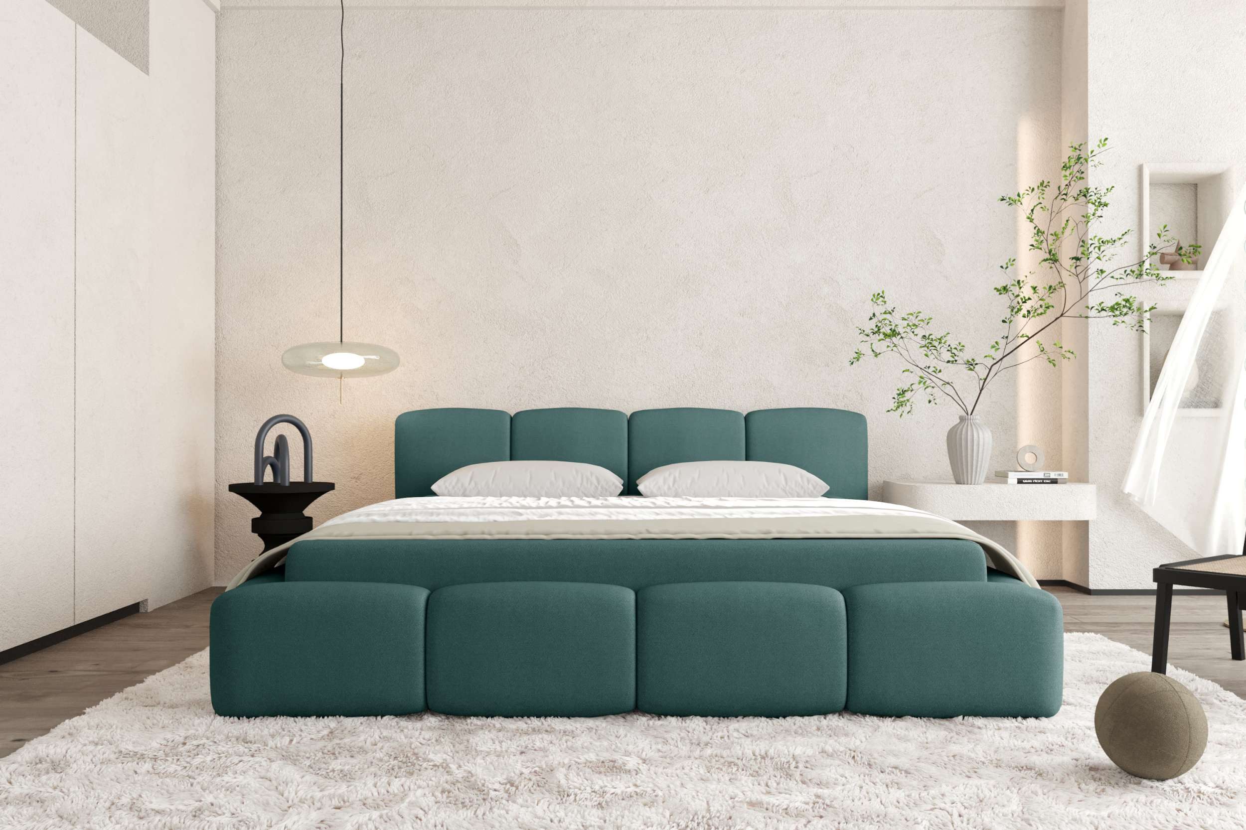 99rooms Polsterbett Livia (Schlafzimmerbett, Polsterbett), 120–200x200 cm, Velours VINCI, mit Lattenrost & Bettkasten