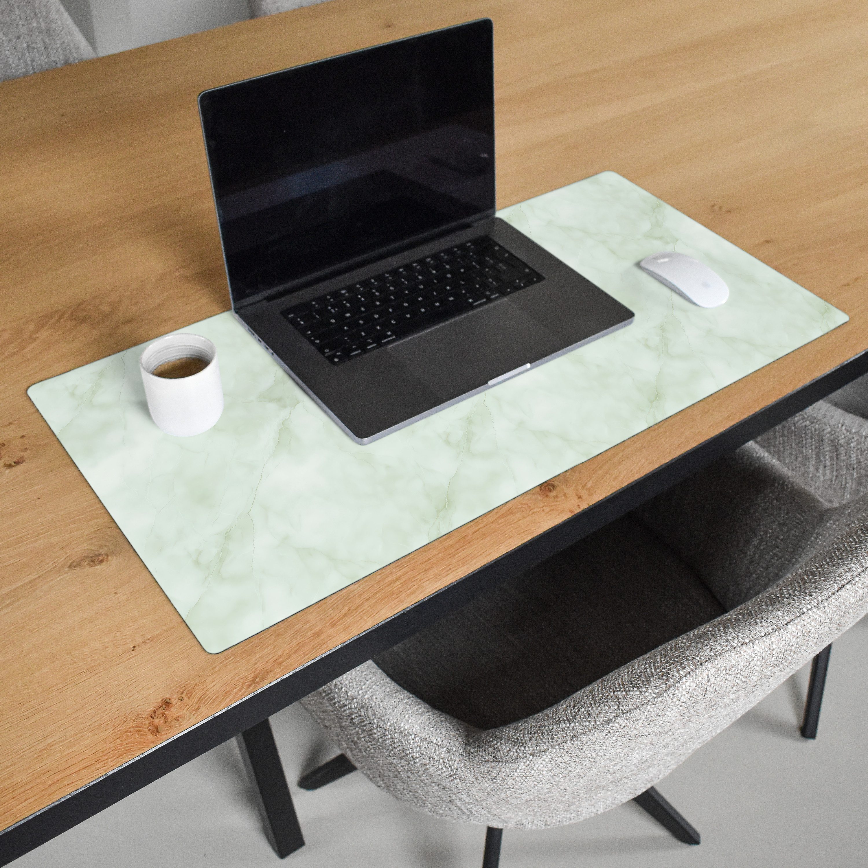 MuchoWow Gaming Mauspad Grün - Marmor - Fließende Adern (1-St), Gaming Mauspad XXL, Schreibtischunterlage, Desk Mat Groß, 80x40 cm