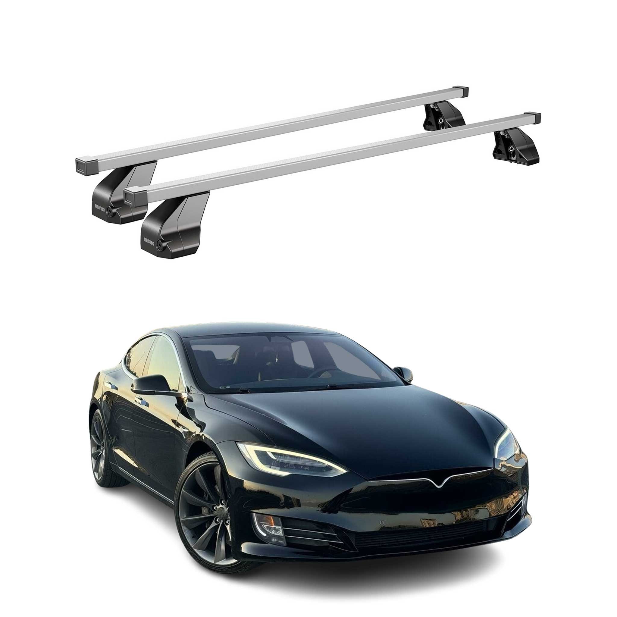 OMAC Dachträger Stahl Gepäckträger für Tesla S Model 100D 2017-2025 Grau (2-St), Wasserbeständig,Abnehmbar,Multifunktional,Leichtgewichtig