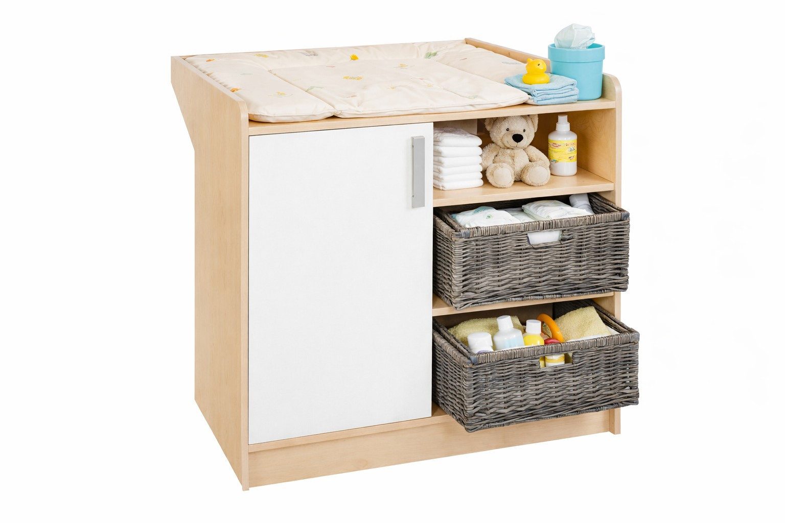 bv-vertrieb Wickelkommode Wickelkommode Wickeltisch ahorn-creme-farbig