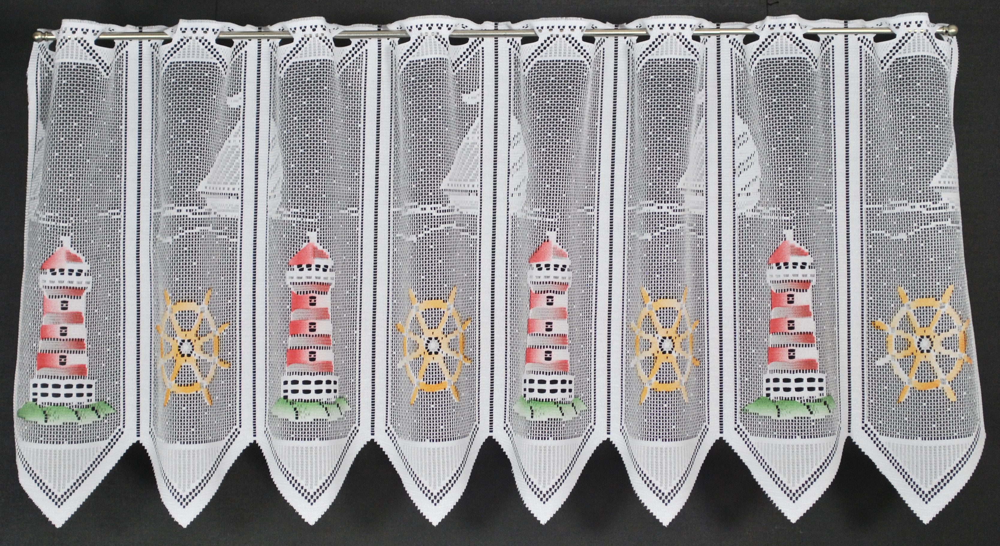 Gardinen Kranzusch Scheibengardine Leuchtturm, Stangendurchzug, transparent, Kurzgardine,Stablöcher,verschiedene Höhen und Цвета(ов)
