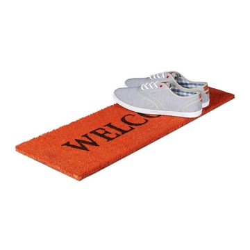 Fußmatte Fußmatte schmal WELCOME, relaxdays, Höhe: 15 mm, Orange