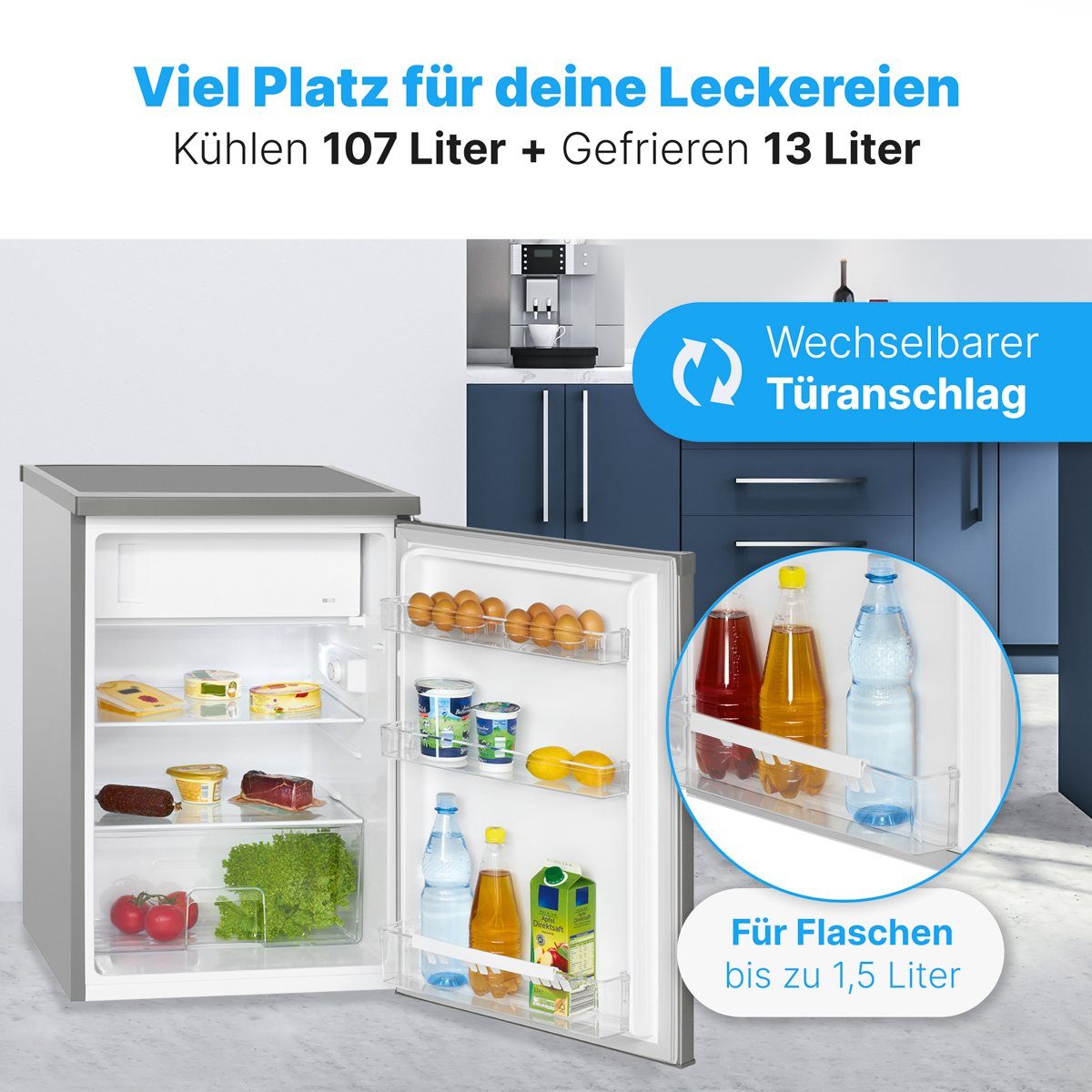 BOMANN Kühlschrank KS 2184 ix, 84.5 cm hoch, 56 cm breit, mit Gefrierfach, 120L Nutzinhalt