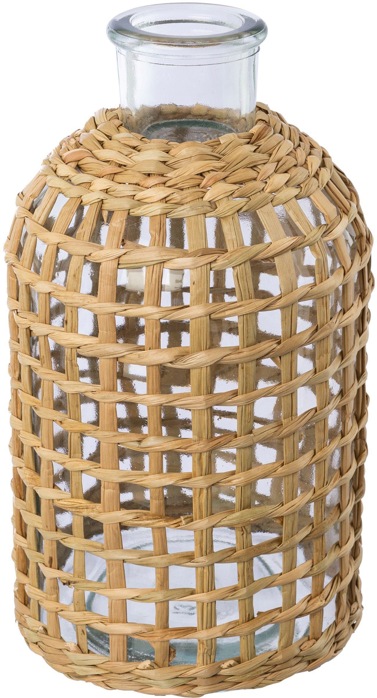 Creativ home Tischvase Vase aus Glas (Set, 2 St), mit Mesh-Überzug