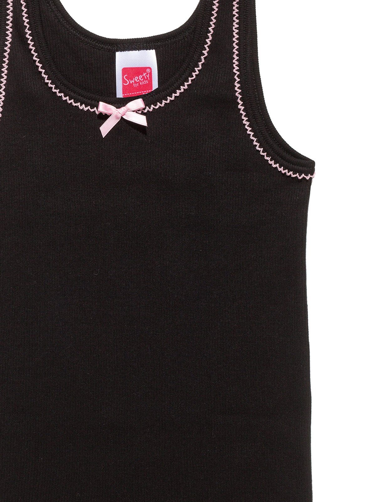 Achselhemd Sweety hohe (Spar-Set, Unterhemd Markenqualität Doppelripp 4er schwarz Kids 4-St) Sparpack for Mädchen