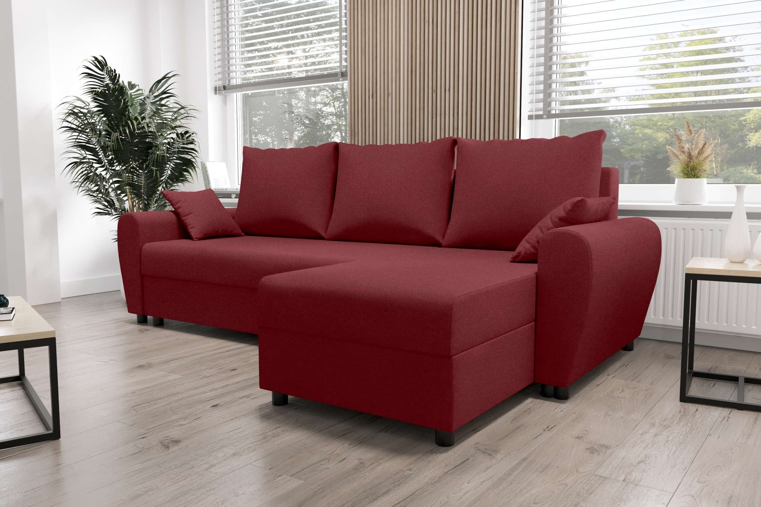 Stylefy Ecksofa Melina, L-Form, Eckcouch, Bettfunktion, Sofa, Sitzkomfort, Modern mit Bettkasten, mit Design