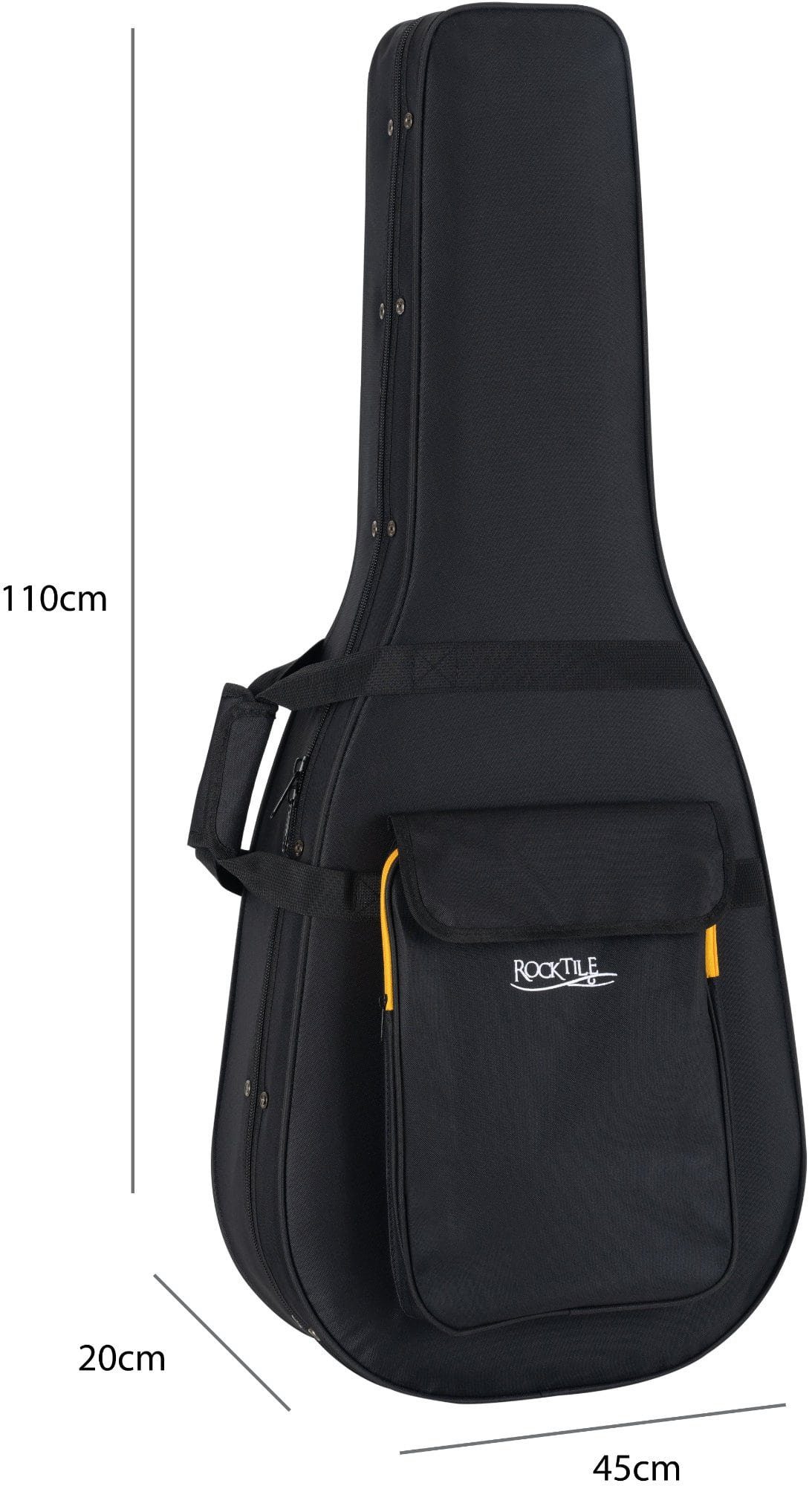 Rocktile Gitarrentasche WGSC-4222BK Softcase Gigbag für Westerngitarre, gepolsterter Akustikgitarren-Koffer mit Rucksackgarnitur