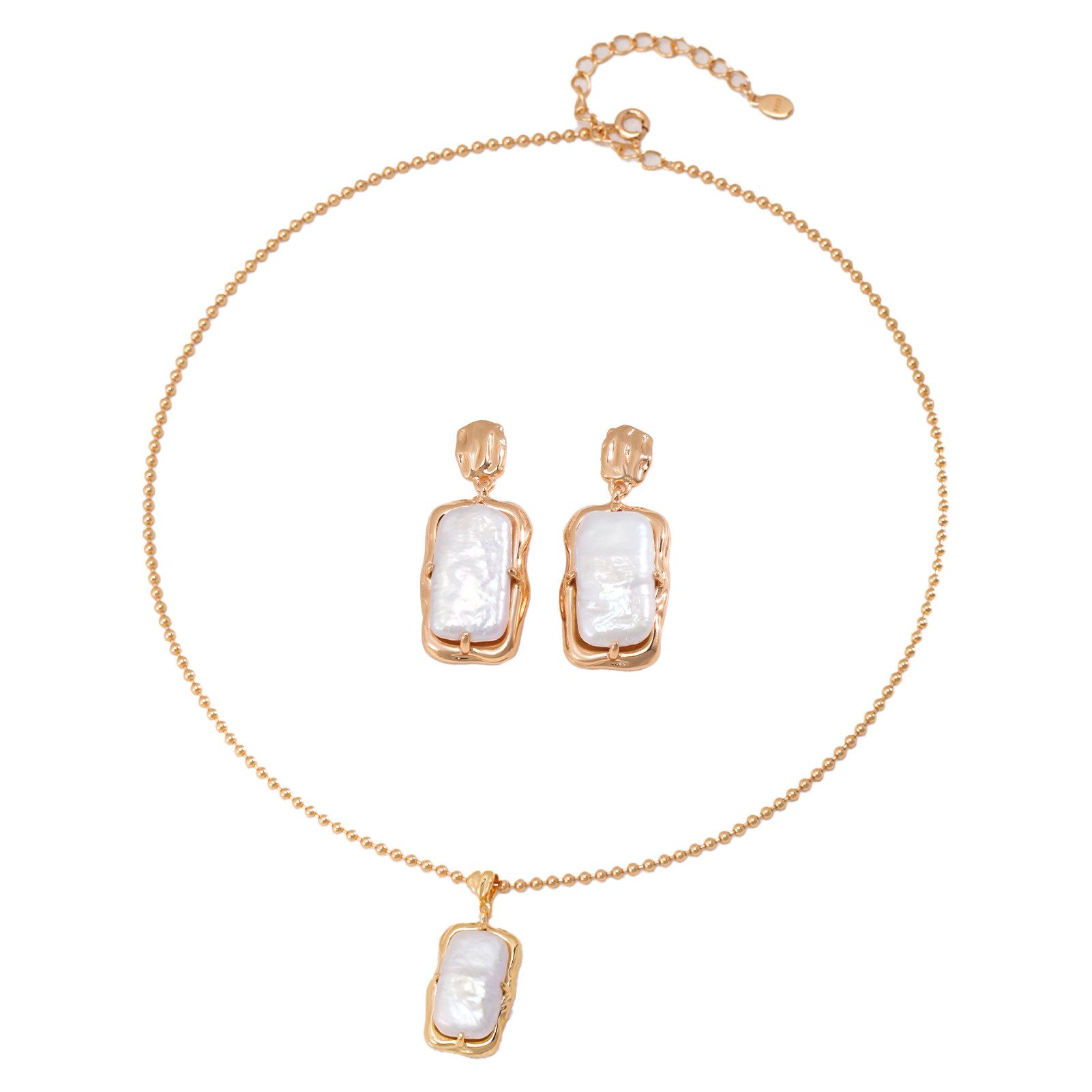 Schmuckset halskette damen silber925,halskette perlen,perlenohrringe,18kvergoldet