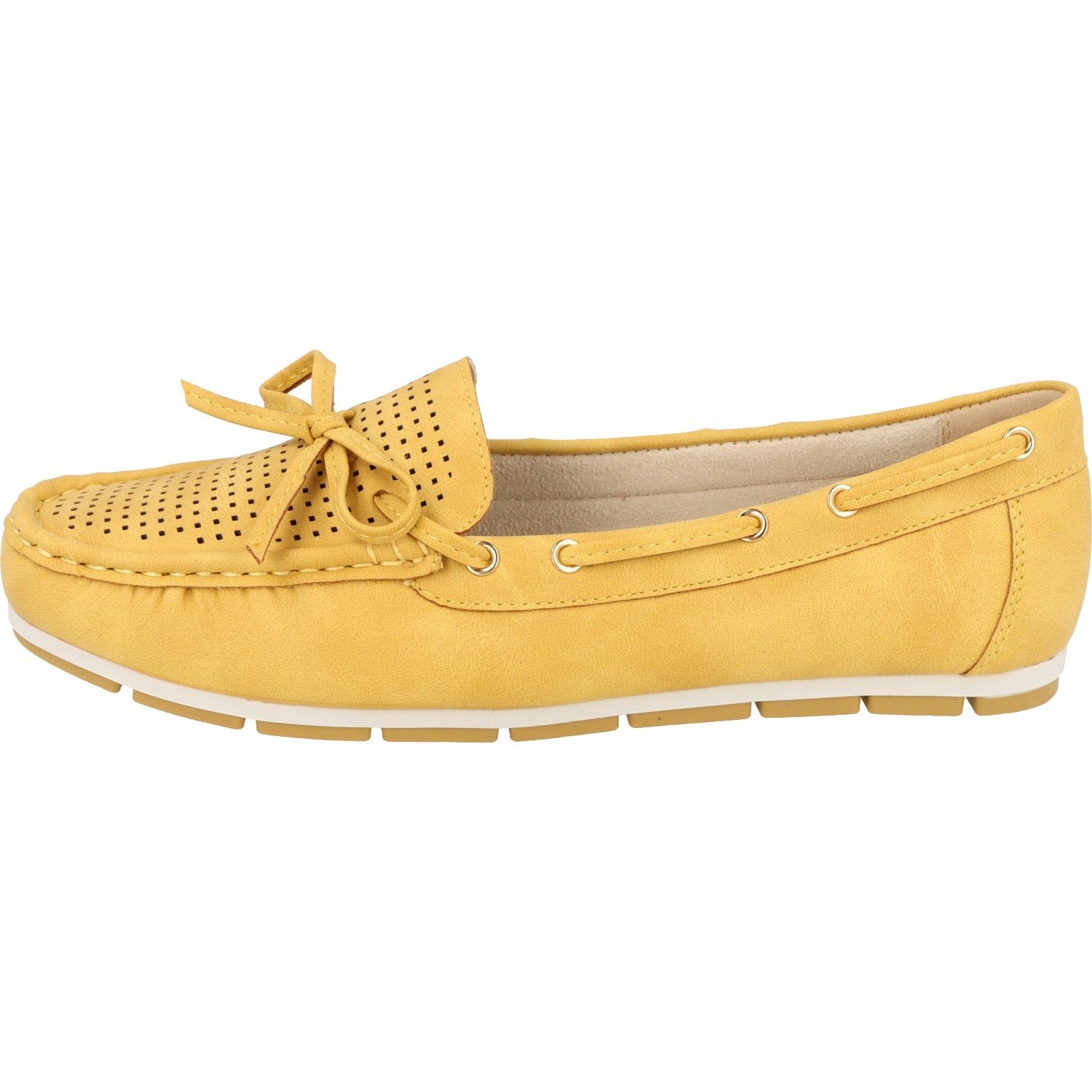 Damen 242-646 Schleife Sommer Schuhe Jane Klain Komfort Yellow Slipper Mokassin