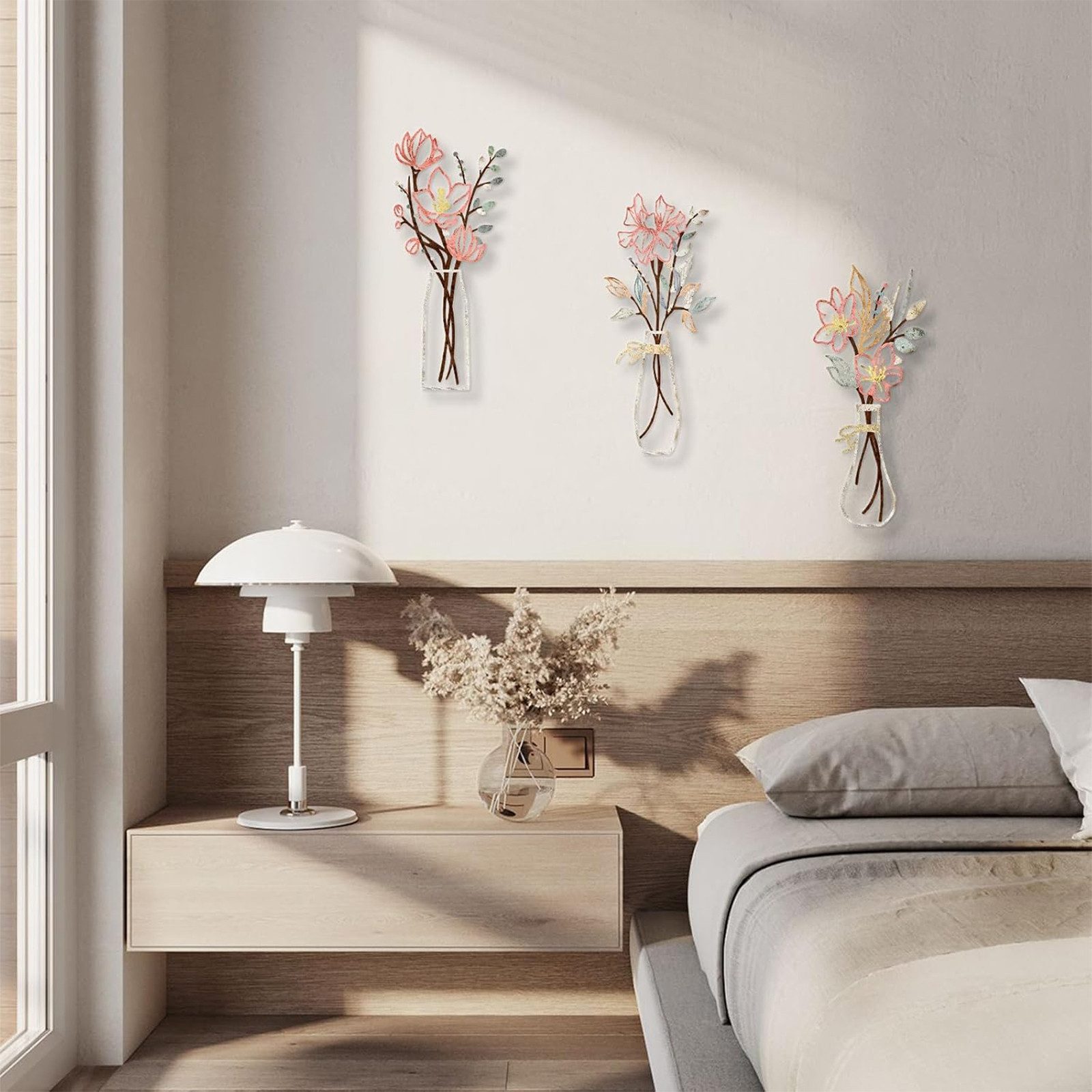 MODFU Wanddekoobjekt Metall Wanddeko Blumen Silhouetten günstig online kaufen