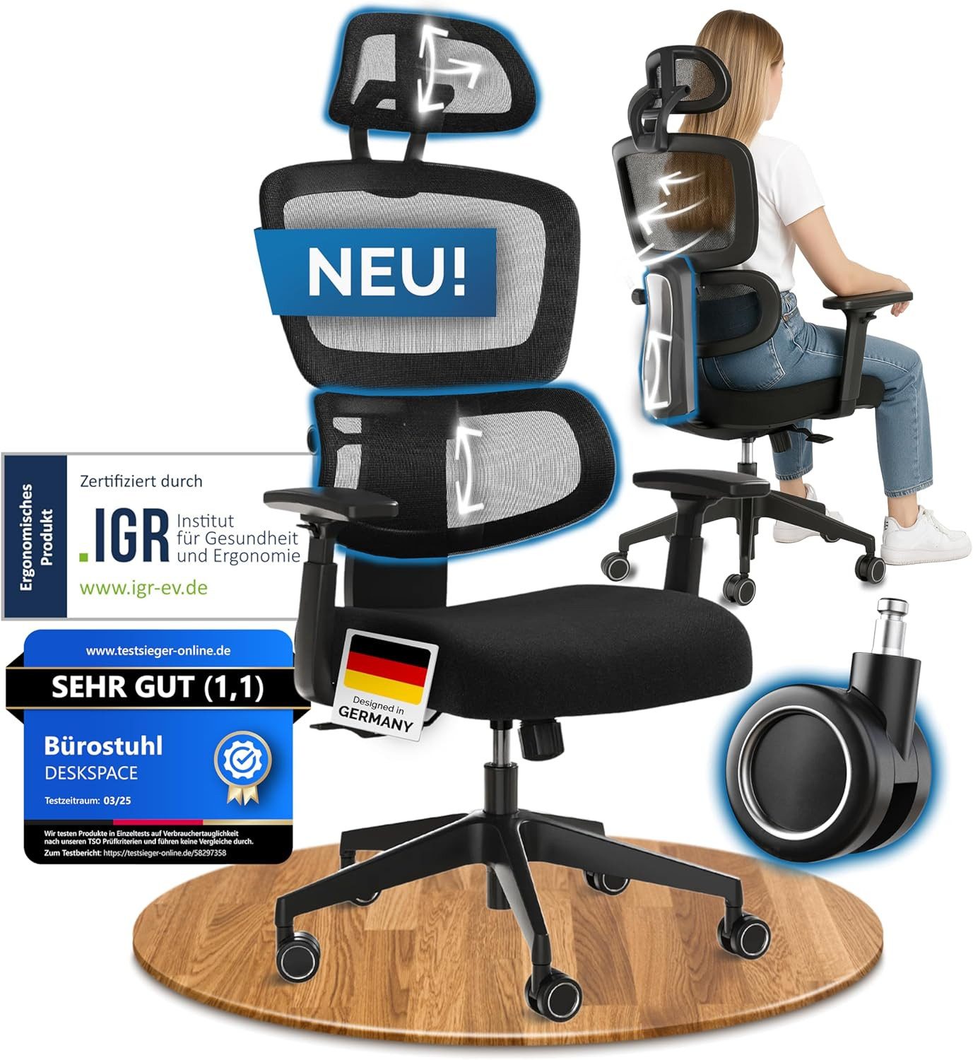 DESKSPACE Bürostuhl Move / Ergonomischer Schreibtischstuhl günstig online kaufen