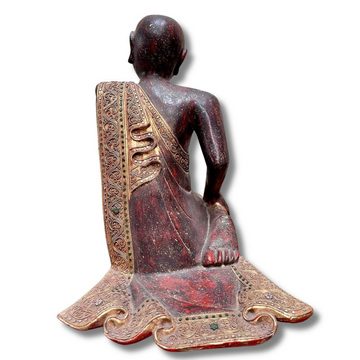 Asien LifeStyle Buddhafigur Mandalay Mönch Figur Sariputta aus Holz, 51cm