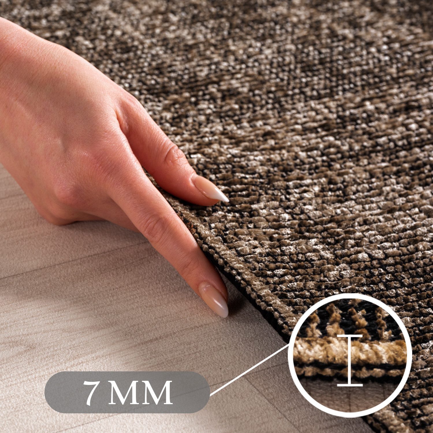 Carpettex Veloursteppich Boho Design, Läufer, Höhe: 7 mm, Baumwolle, Waschbarer Teppich, Boho-Stil, Wohnzimmer, Schlafzimmer