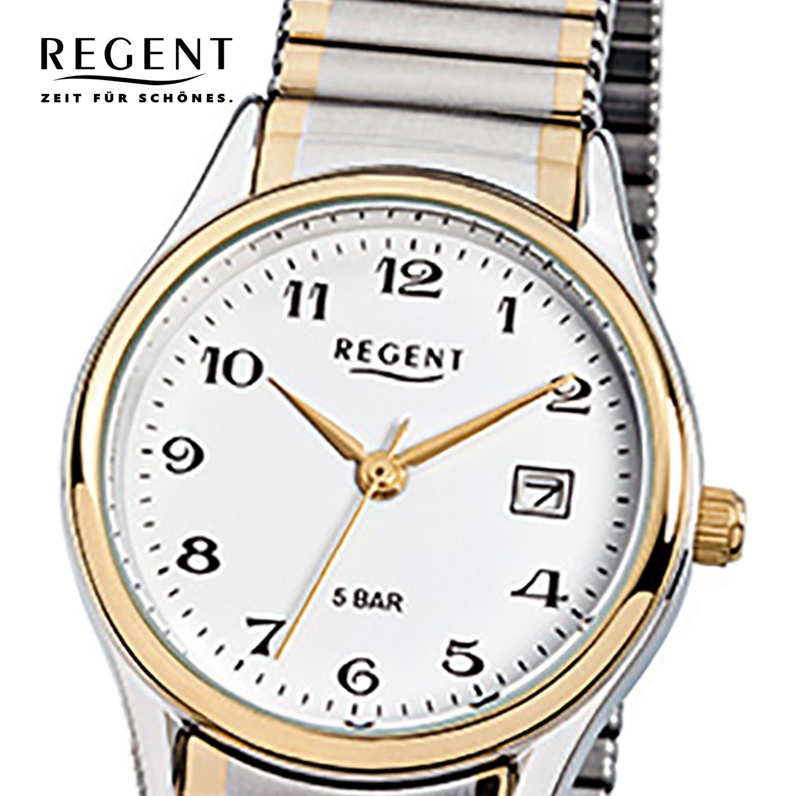 Herren-Armbanduhr 29mm), Herren Damen, Regent ionenplattiert (ca. Armbanduhr Quarzuhr silber Regent gold, rund, Edelstahl, Damen