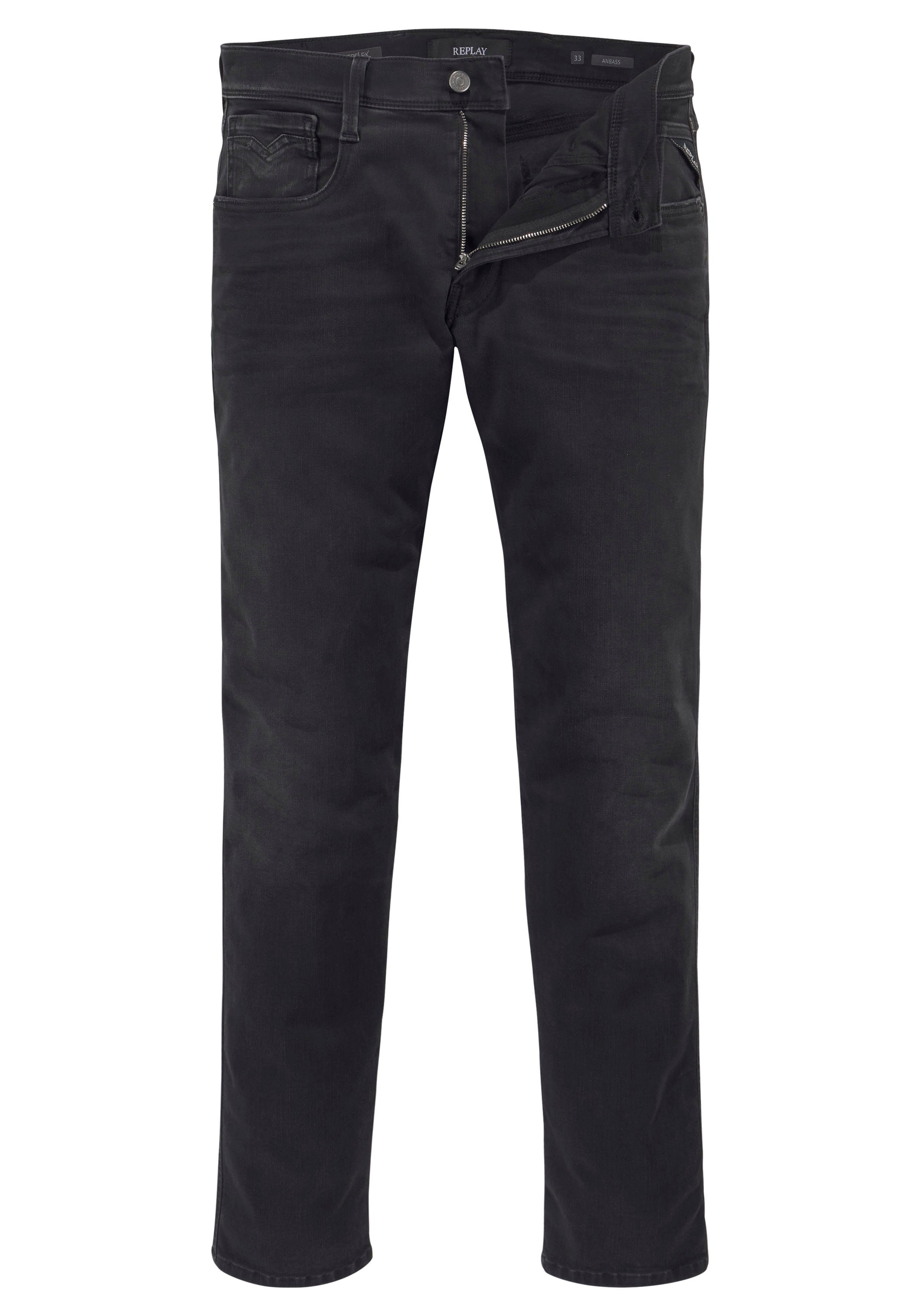 Replay Slim-fit-Jeans ANBASS HYPERFLEX BIO black
