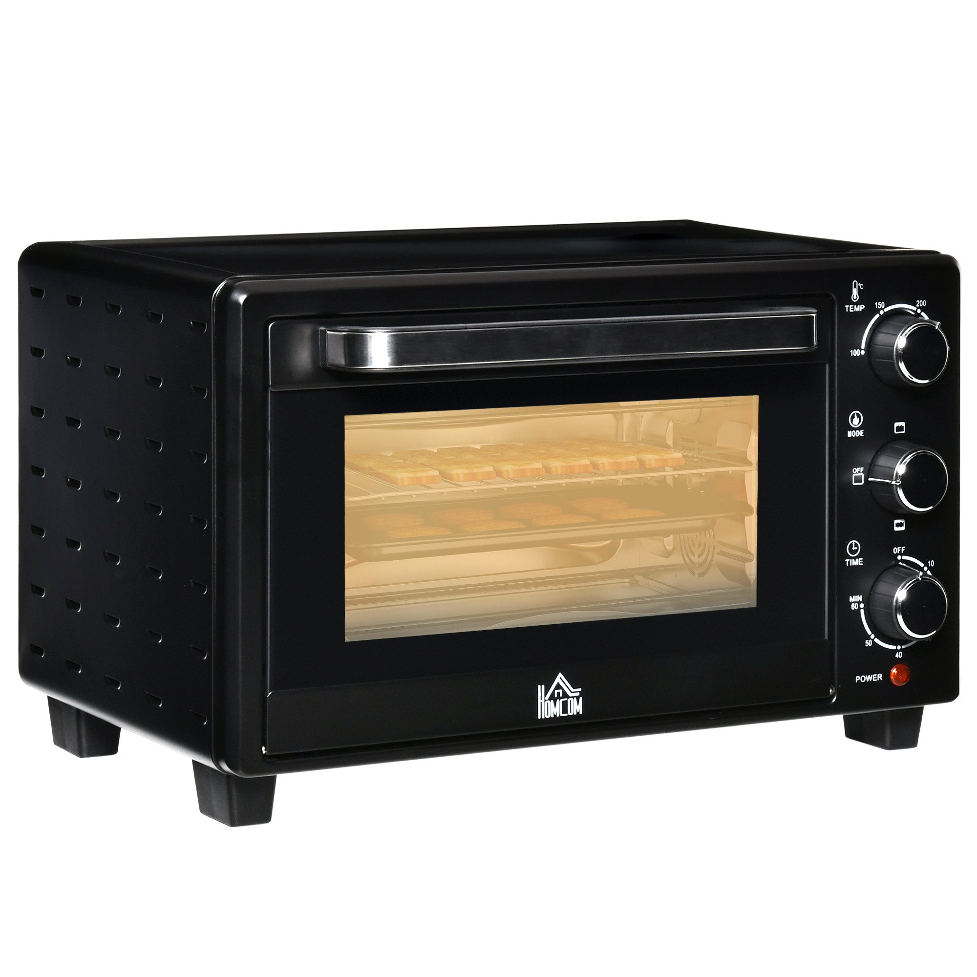 FELIXLEO Minibackofen Minibackofen 21L, 1400W, Timer, 100-230°C,Backblech, Drahtgestell,Grau
