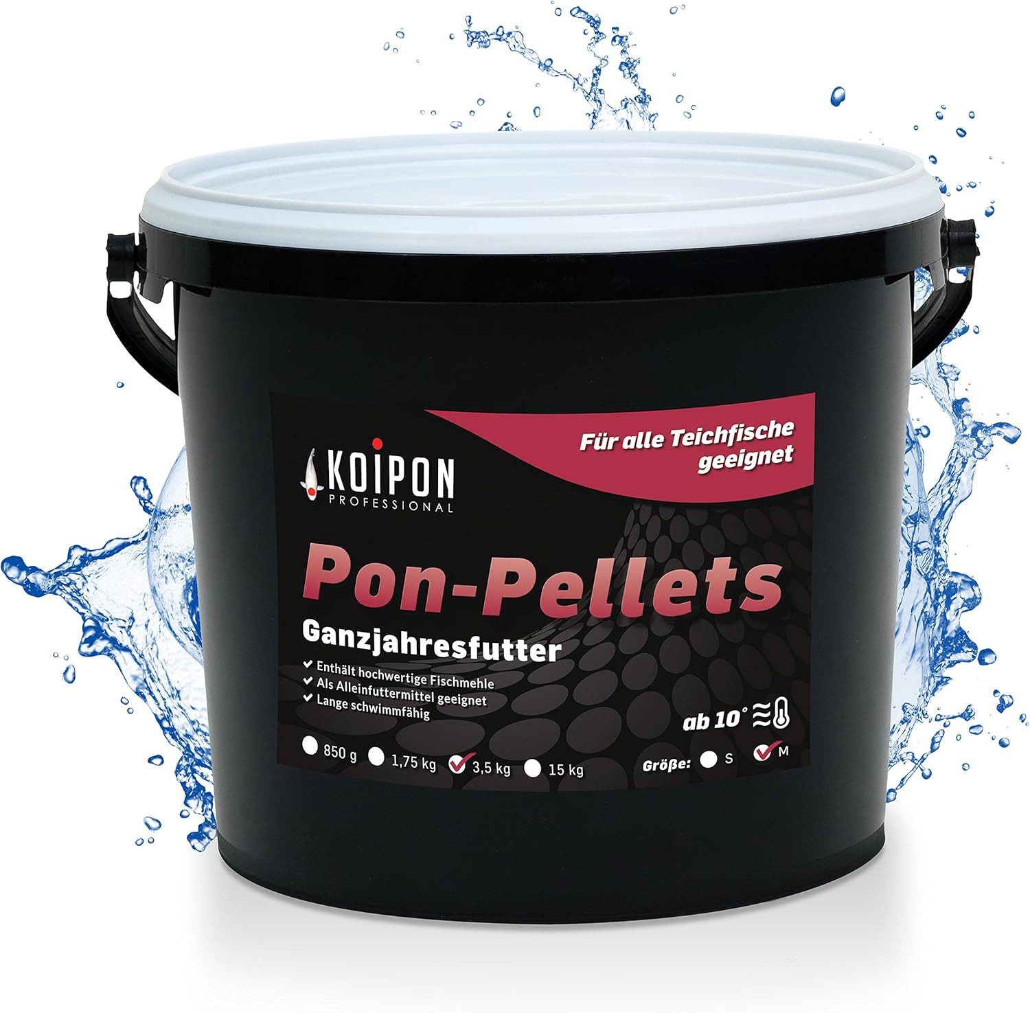 KOIPON KOIPON Pon-Pellets 6mm Ganzjahresfutter für Koi & Goldfische, Trockenfutter für: Fische, Made in Germany