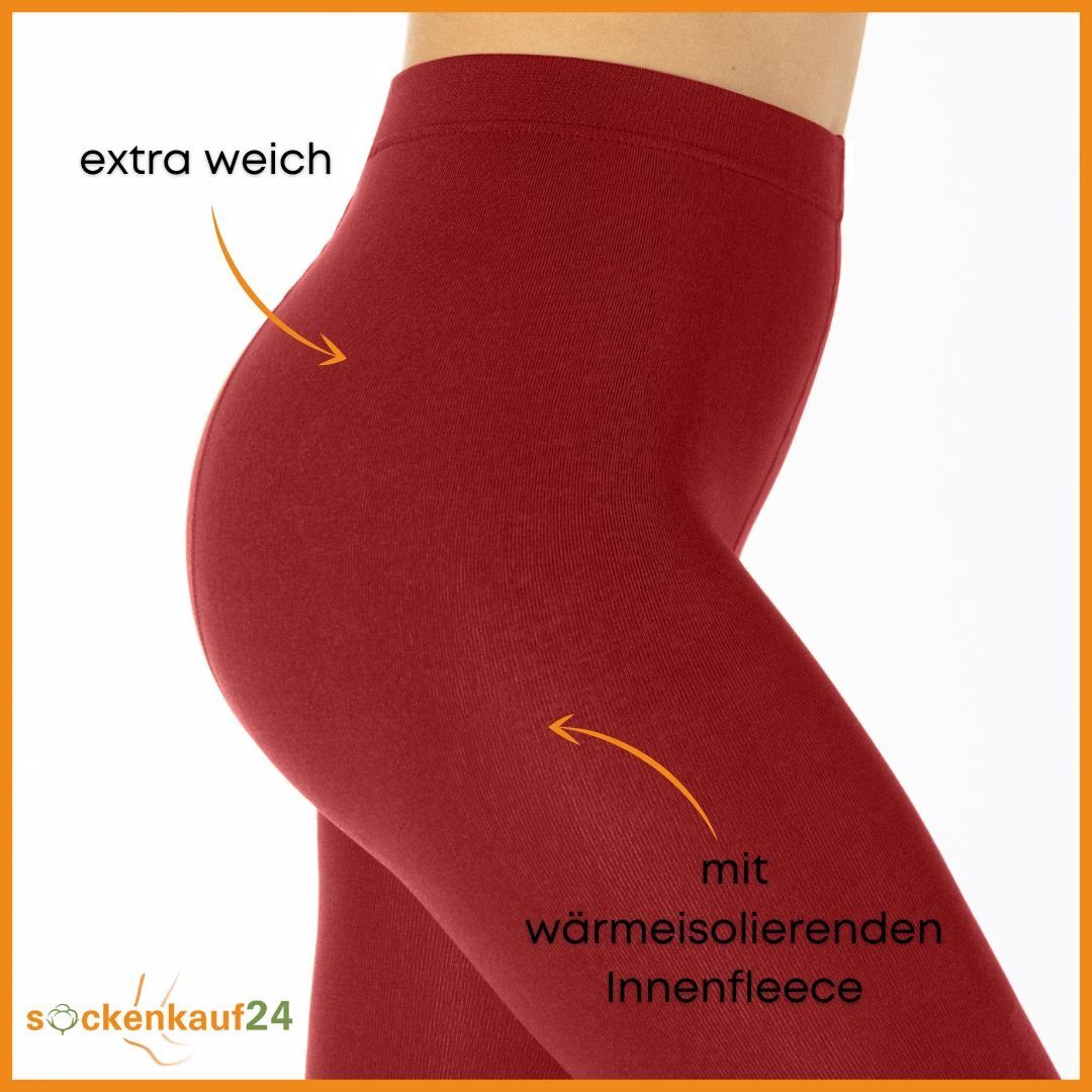 sockenkauf24 Thermostrumpfhose Damen Strumpfhose mit Innenfleece in 10 Farben (Rot 38-40) extra warm Winter Strumpfhose WP – Bild 4 von 5