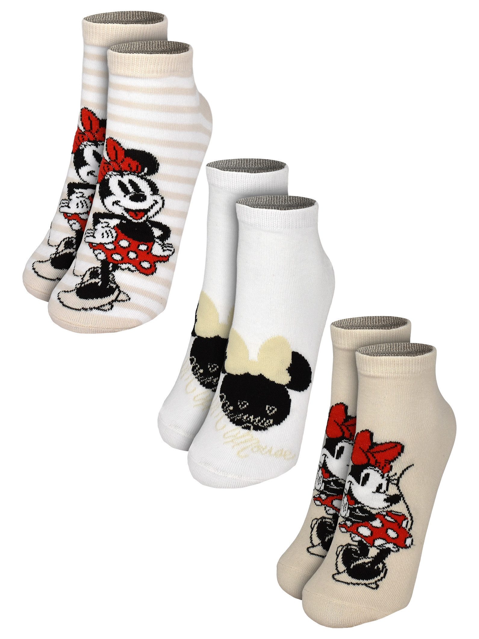 Socken Disney Minnie Mouse Socken Sneaker Strümpfe (3er Pack)