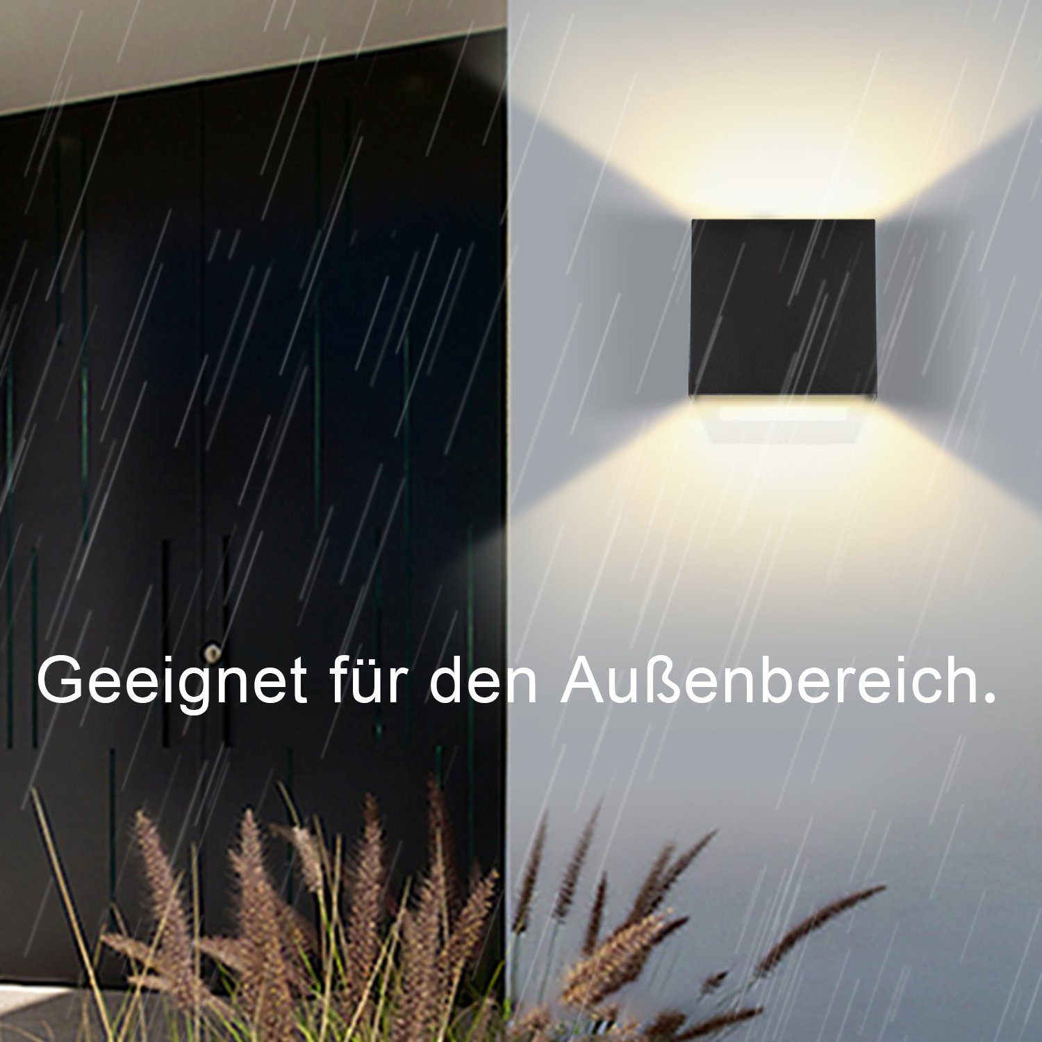 Square Wandleuchte Außen Warmweiß integriert, Wandleuchte Schwarz Wandlampe 7W Innenleuchte LED fest Wandstrahler IP65, LED Clanmacy LED Matt