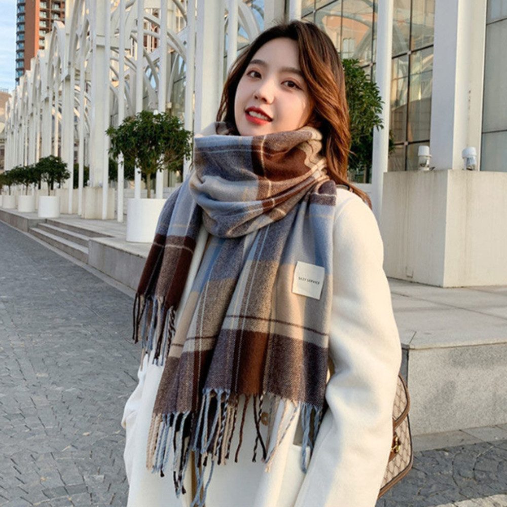 Coonoor Wollschal Damen Weich Lange Wraps,Groß Karo Fransen Schals,Warm Winterschal, für Herbst Winter – Bild 5 von 5