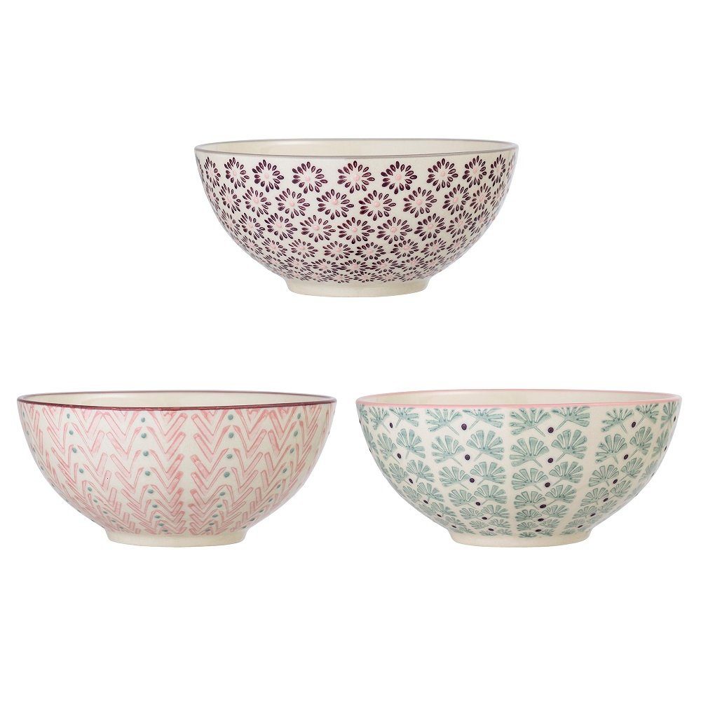 Bloomingville Schale Bloomingville Maya Schale Violett Steingut Ř 16,5 cm 3er Set, Steingut, (Schalen Set)