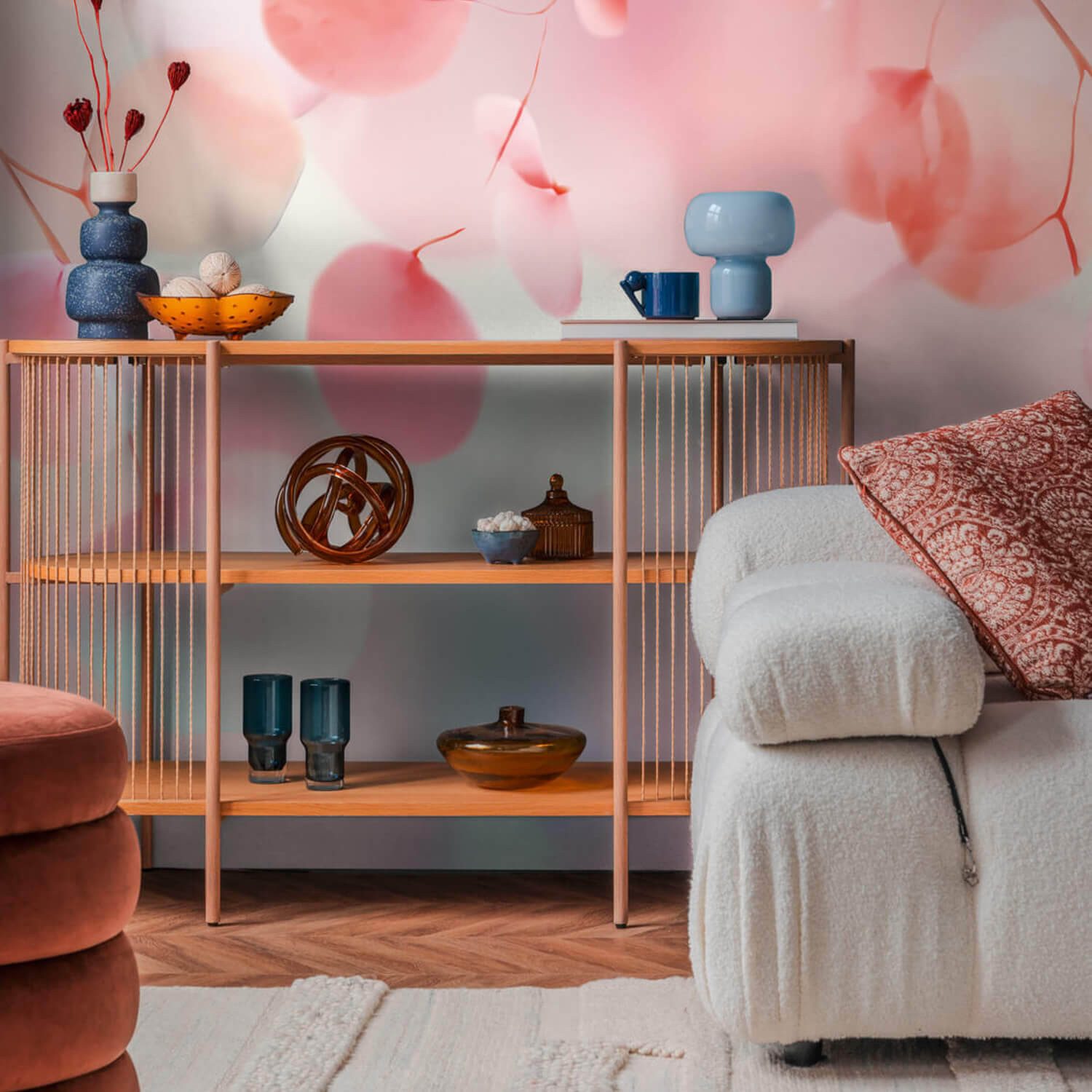 Profhome Fototapete 791551-GU Vliestapete Floral matt rosa pink weiß, geprägt, (1 Rolle, 4,45 qm), heißgeprägte Vliestapete, pink