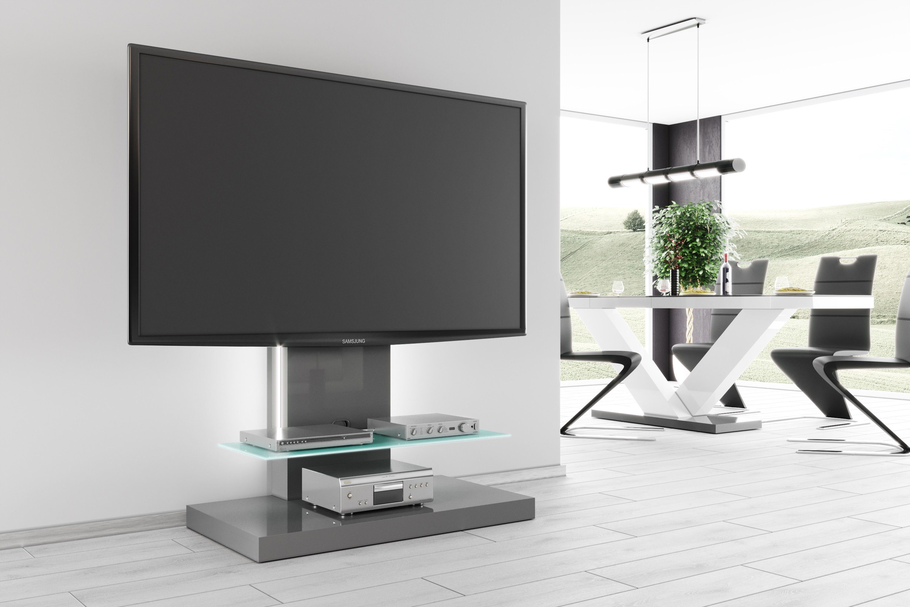 designimpex TV-Rack TV Schrank HN-444 Hochglanz TV Rack TV Möbel Fernsehtisch TV Ständer