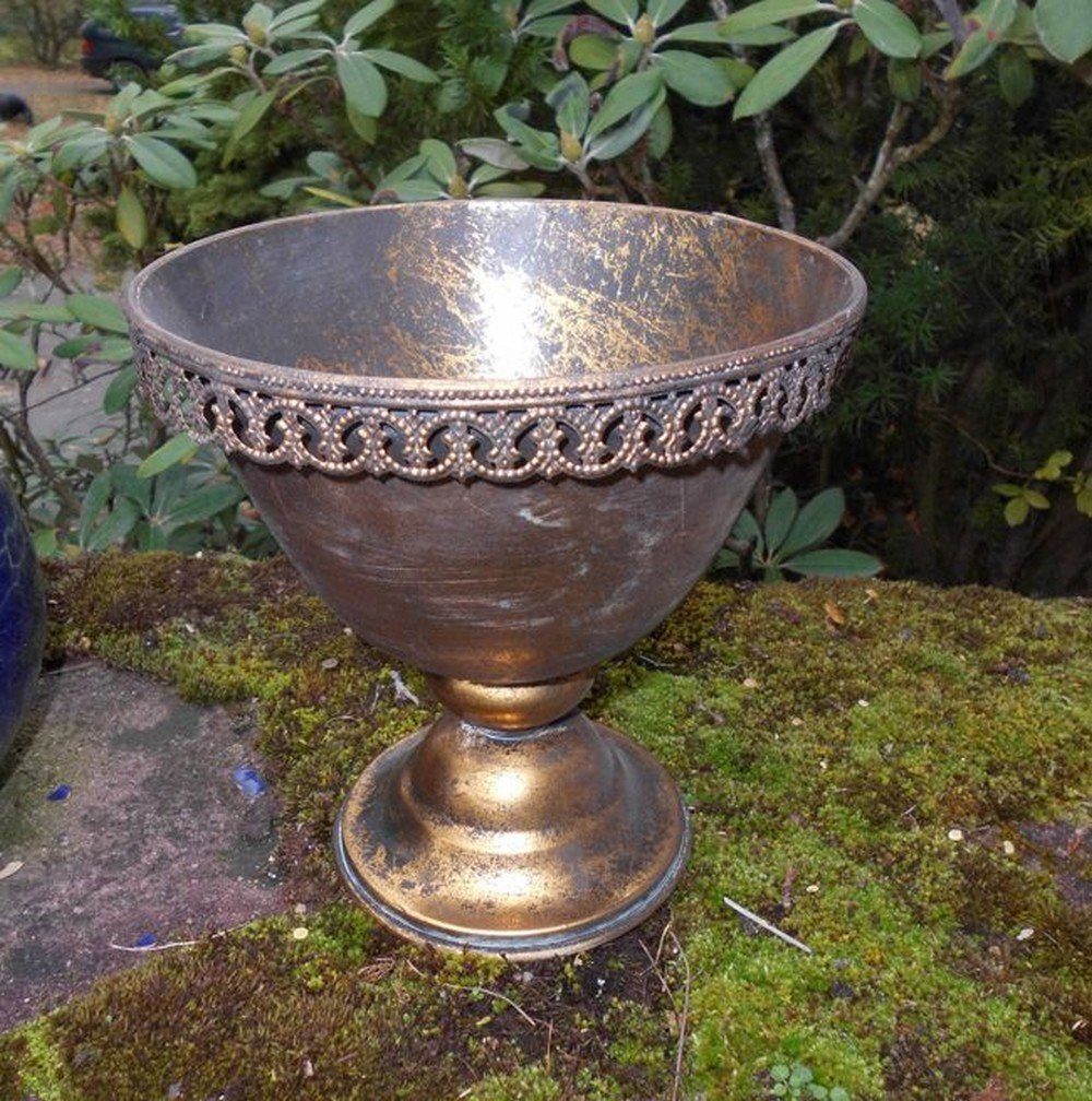 Verzierter Pflanzschale St) (1 Gold-Antik Pflanztopf Schale Vase Deko-Impression Amphore Übertopf Eisen