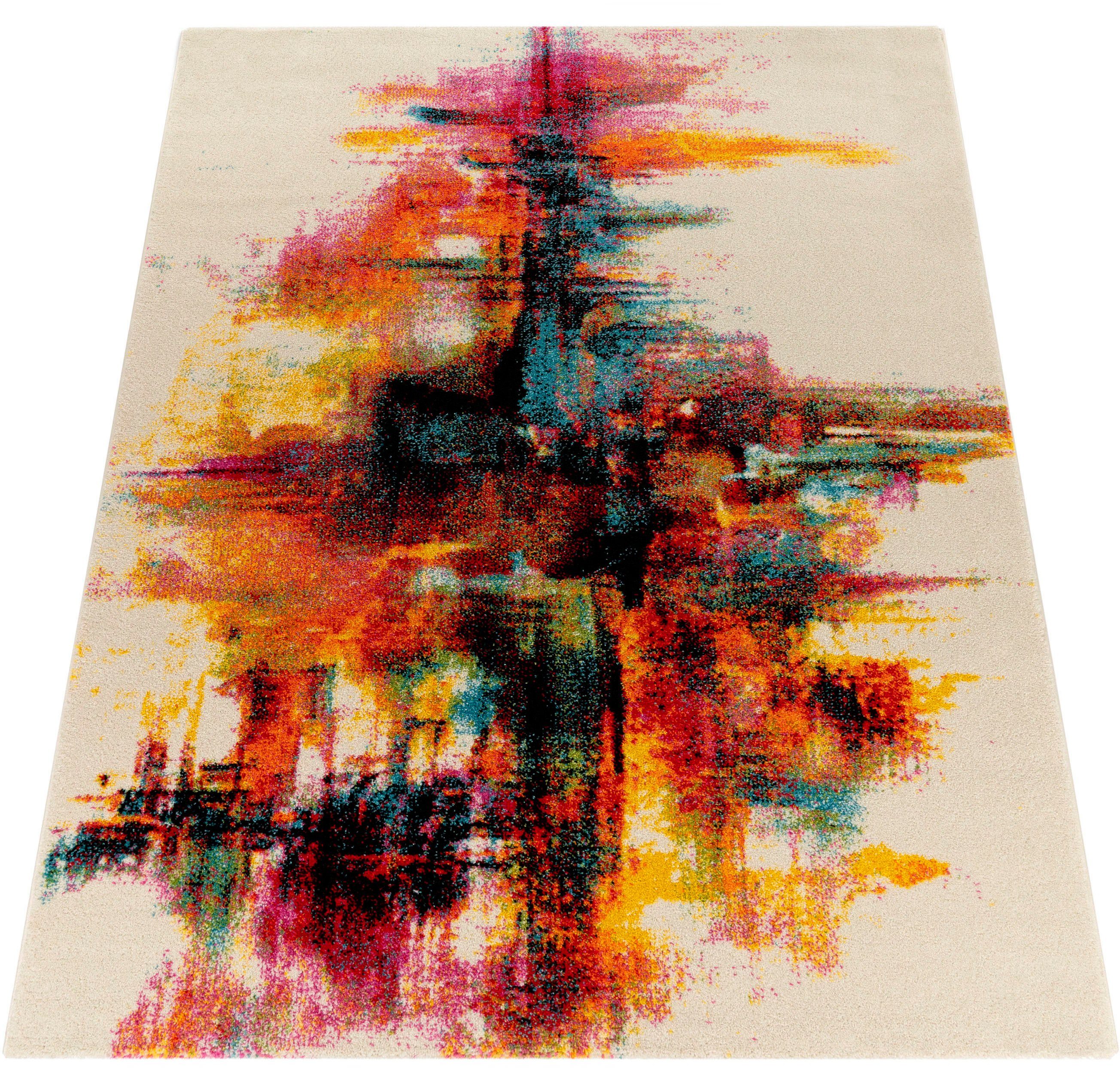 Paco Home Teppich Canvas 752, rechteckig, Höhe: 16 mm, Kurzflor, modernes Design, mit Arizona Leinwand Optik