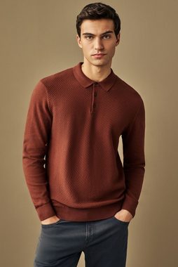 Next Polokragenpullover Strukturiertes, langärmeliges Strick-Polohemd (1-tlg)