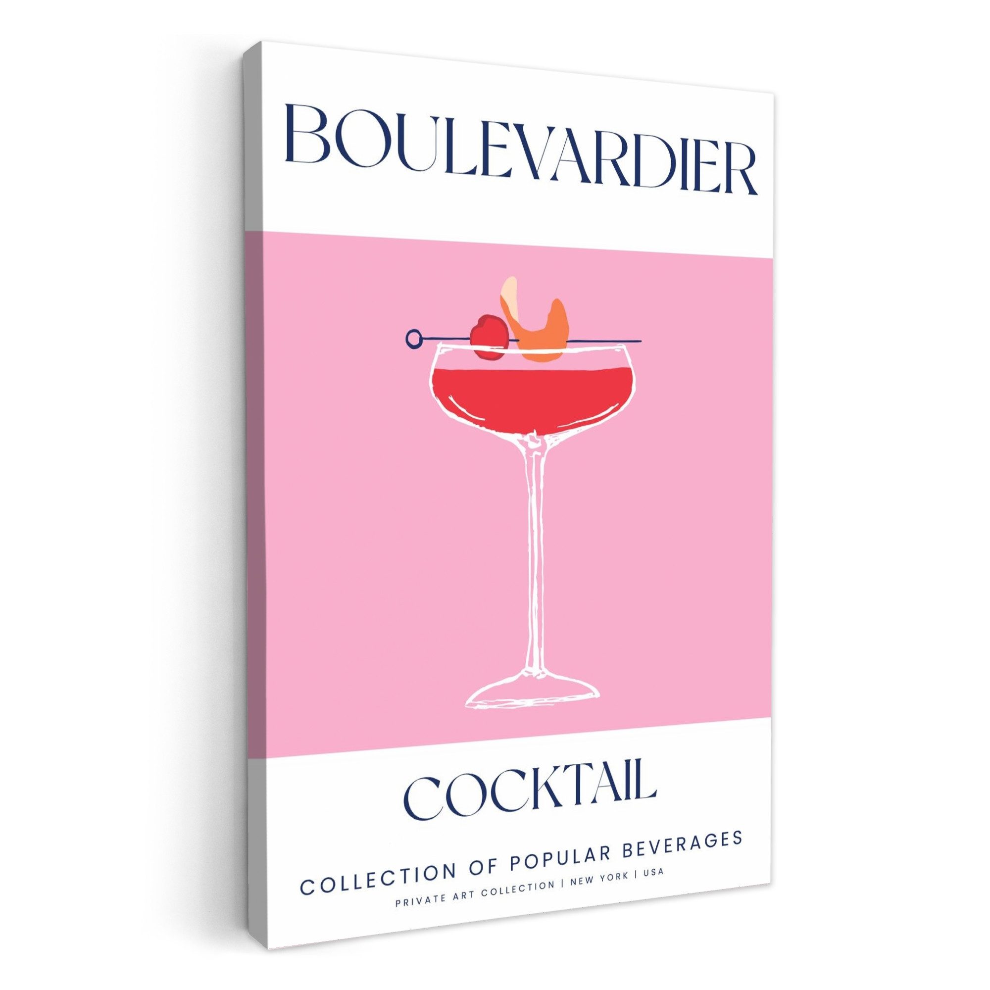 Leinwandbild Cocktail - Boulevardier - Rosa - Vintage